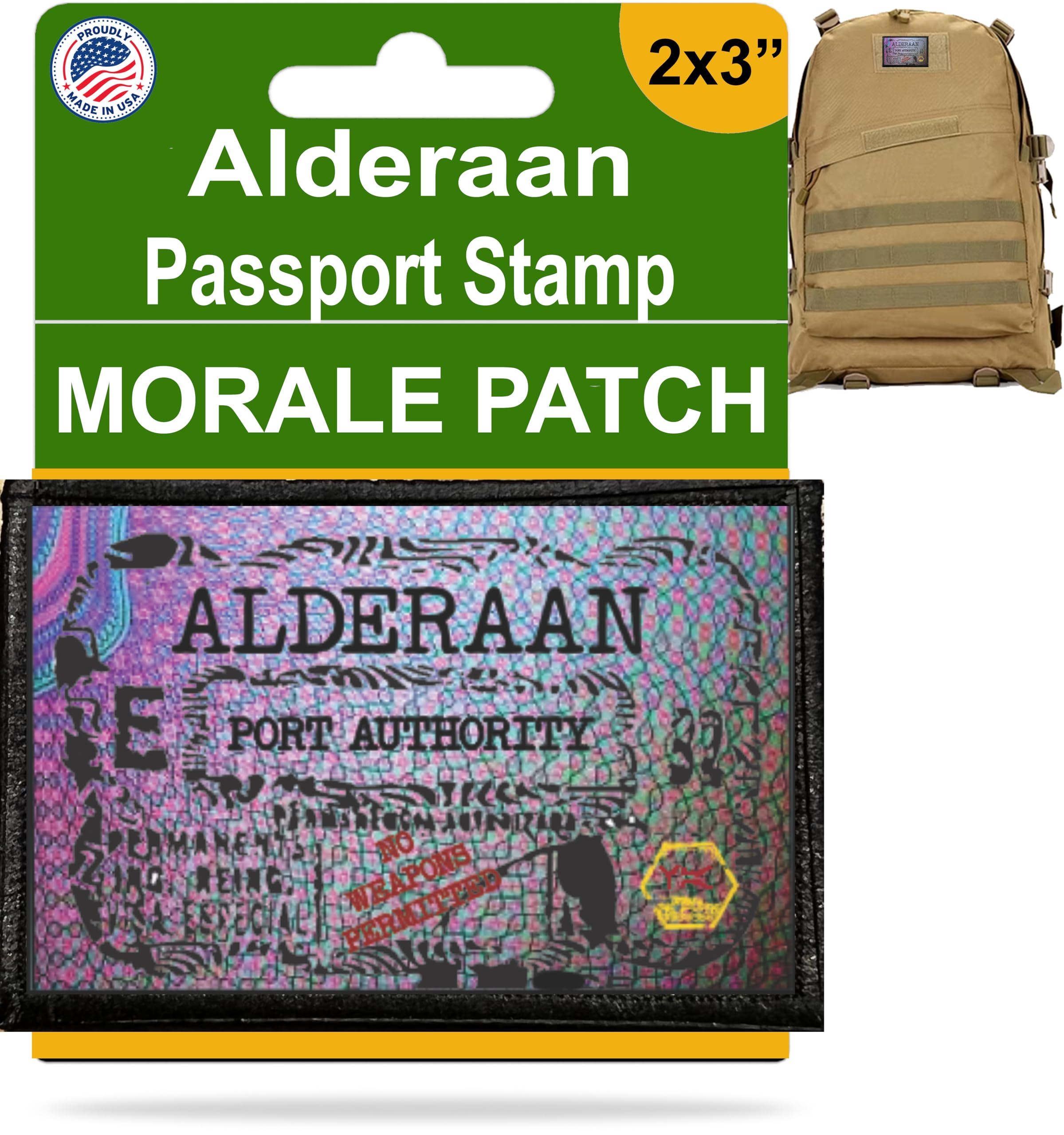 Alderaan Passport Stamp Star Wars Morale Patch| 2x3 Hook and Loop Star Wars Travel Patch by RedheadedTshirts | Perfect fit for You Tactical Gear, Plate Carrier, Backpack or hat | Made in The USA