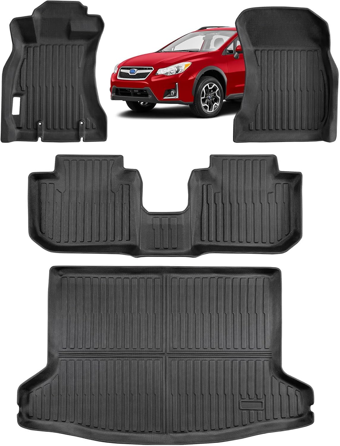 Floor Mats & Cargo Liner for Subaru Crosstrek 2016-2017, for XV Crosstrek 2013 2014 2015, Custom for Impreza 2012-2016 Car Accessories,All Weather TPE Carpet Trunk Mat 4Pcs