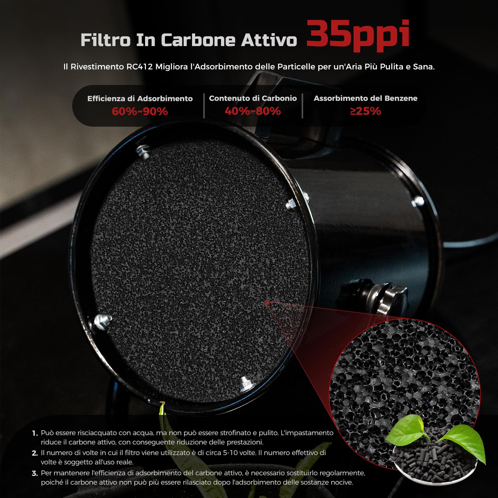 Cappa Cucina Portatile 40W 600m³/h Ventilatore Scarico Estrattore In Lega Alluminio - con 10 Filtri Carboni Attivi/120°Regolabile/Dasso rumore - per Ventilazione Circolazione Aria in Interni, RV