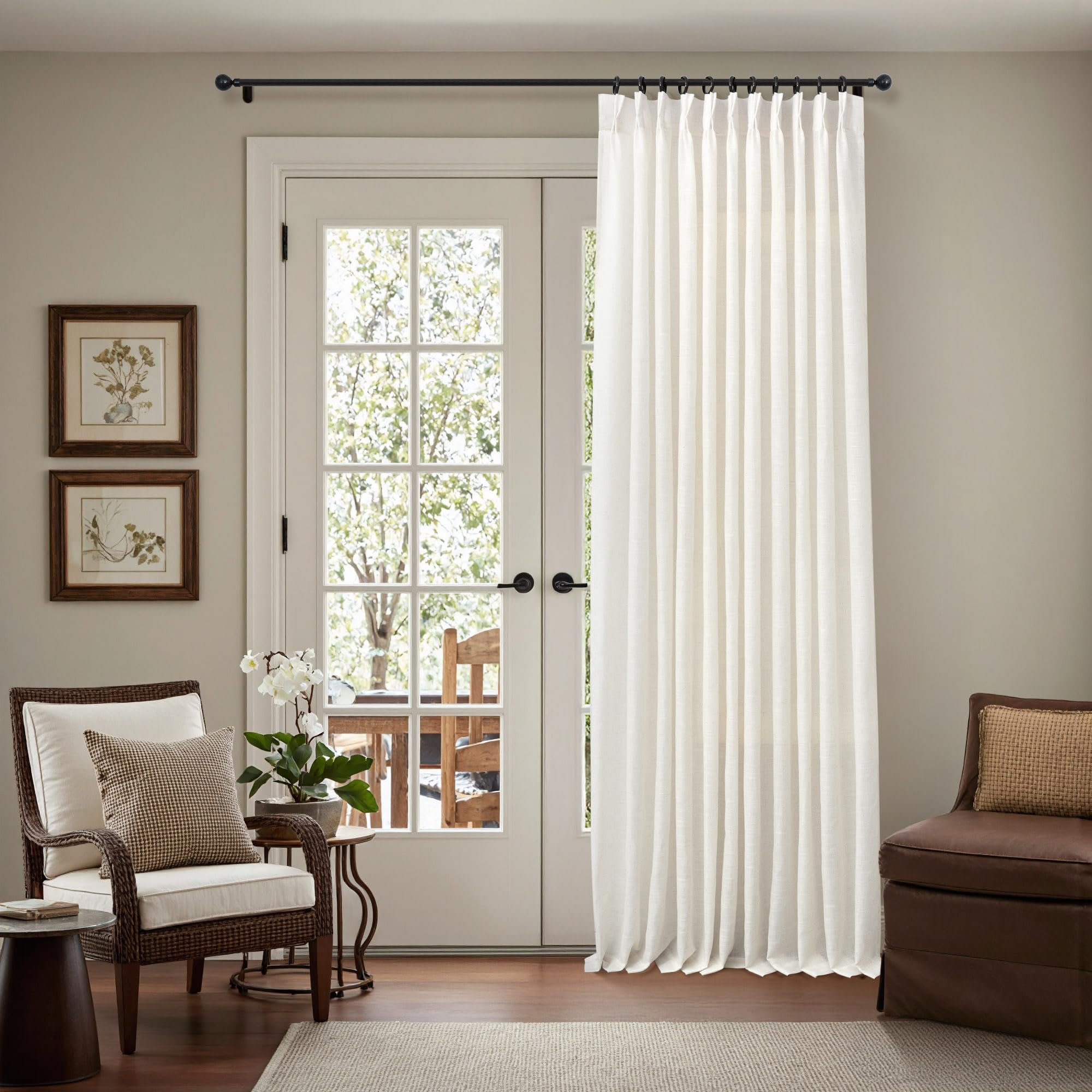 Photo 1 of DANCURTON Pinch Pleat Linen Curtains - 70"W x 102"L - Natural (2 Panels)