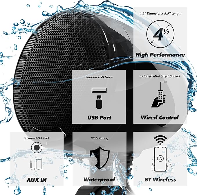 Parlantes Bluetooth para Motocicleta GoHawk AN4-X, 600W, Impermeables miniatura 2