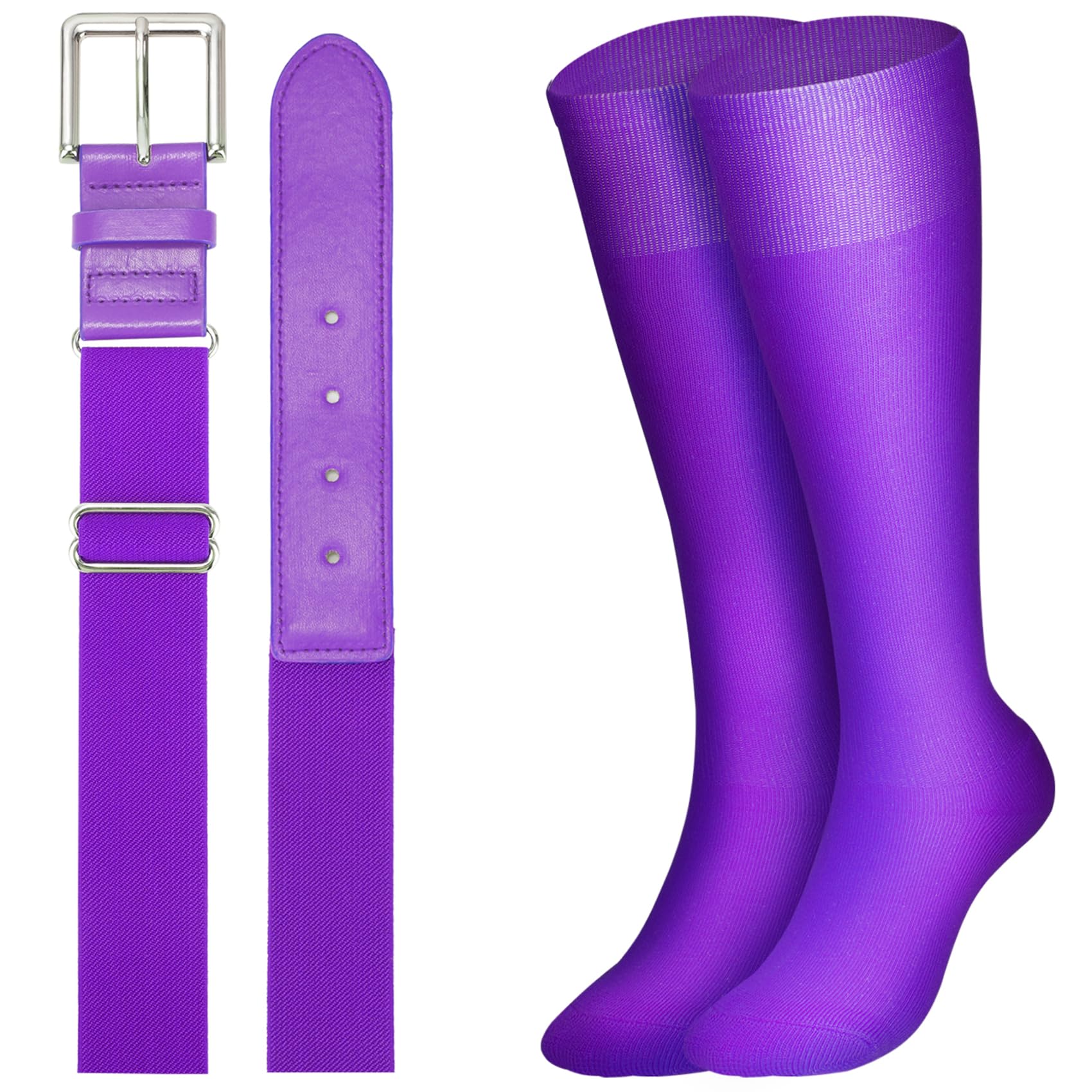 XZQTIVE Baseball Softball Socks and Baseball Softball Belt Combo Set Knee-High Soccer Socks for Kids Youth Adult