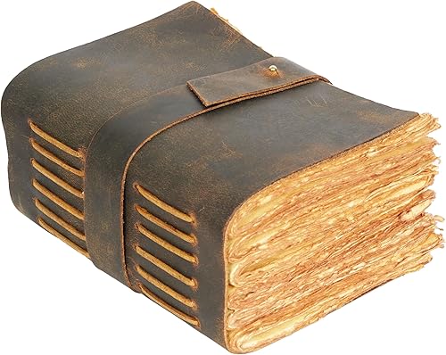 Leather Village - Diario de piel clásico para mujer y hombre - Libro de sombras - Diario encuadernado en piel - Cuaderno de bocetos de cuero - 288