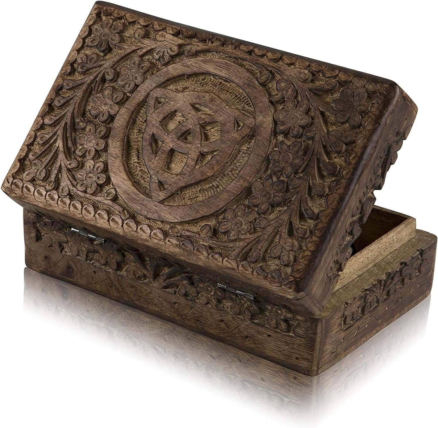 The Great Indian Bazaar Jewelry Box (Brown, 8 x 5 Inch) - Handmade Decorative Wooden Jewelry Storage Organizer for Bracelet, Bangle, Necklace, Ring, Watch, Earring, Keepsake, Treasure Box