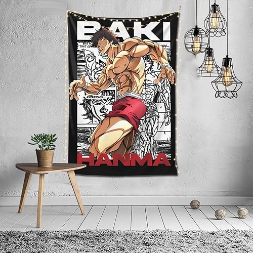 Tapiz de anime Baki The Grappler para dormitorio, sala de estar, arte para el hogar, decoración colgante, manta tapices de 60 x 40 pulgadas