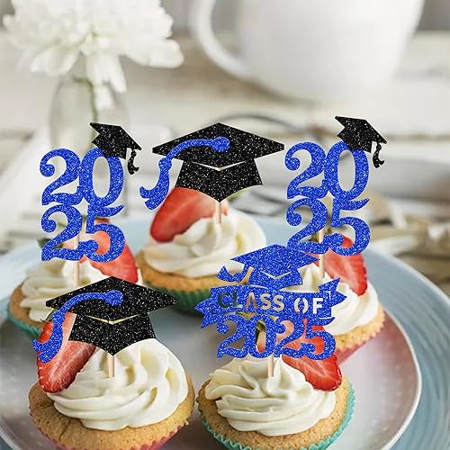 Miniatura 354 de Paquete de 24 adornos dorados para cupcakes de graduación 2025 con purpurina So Proud of You Done Diploma Graduation Cap Cupcake Picks Class of 2025