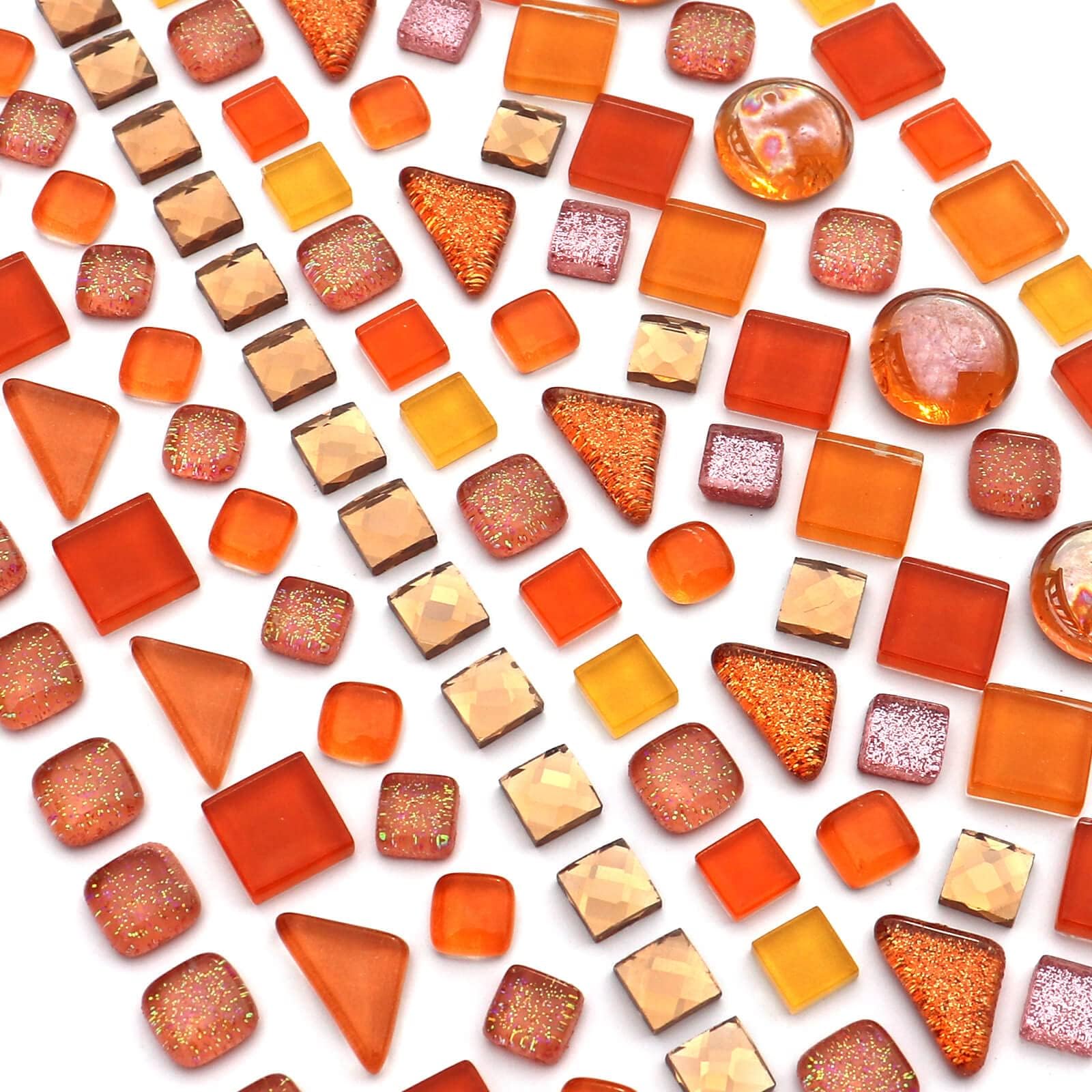 LITMIND Assorted Orange Irregular Crystal Mosaic Tiles, 9oz
