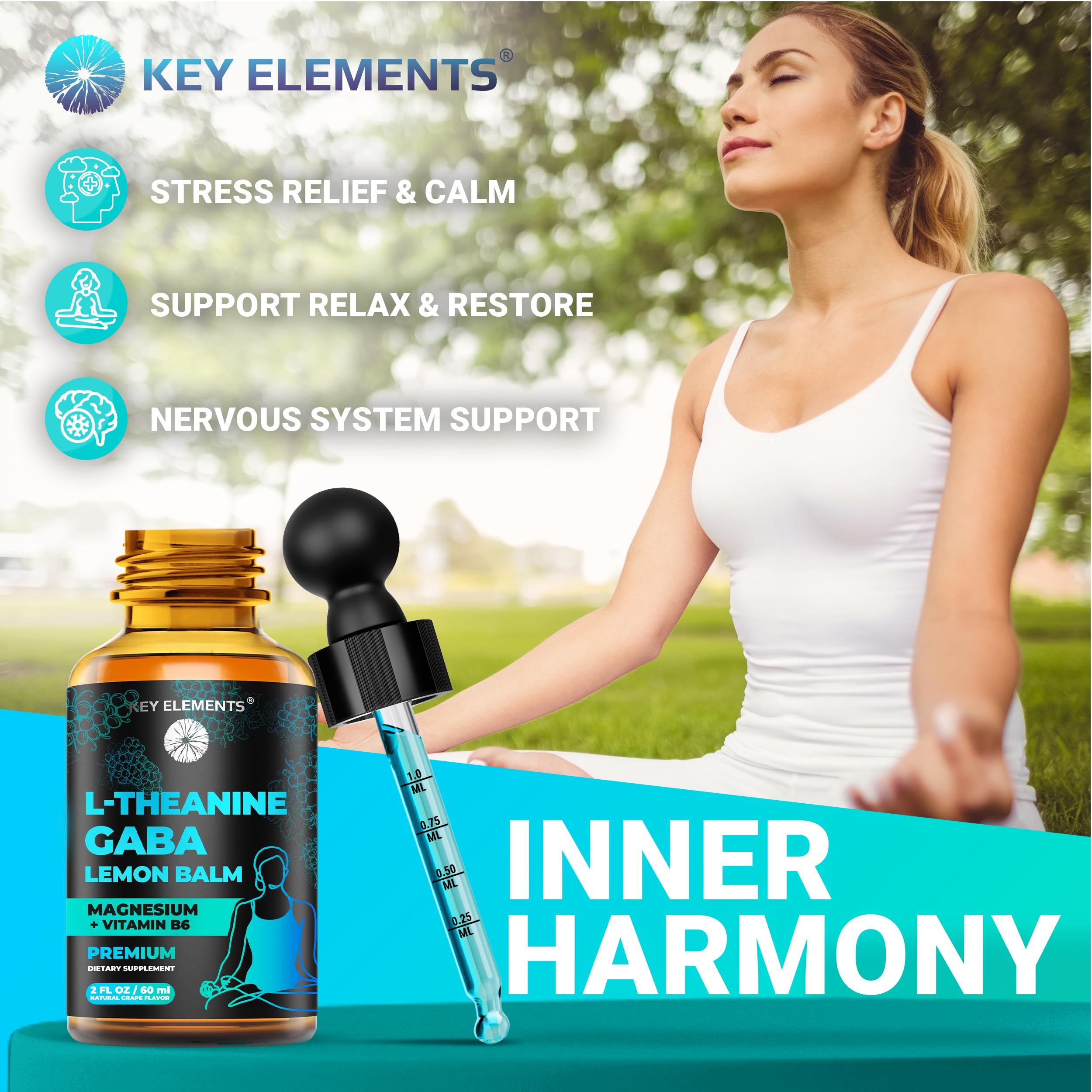 Liquid GABA L-Theanine Supplement for Stress Relief, Relax & Mood — Amazon image 3