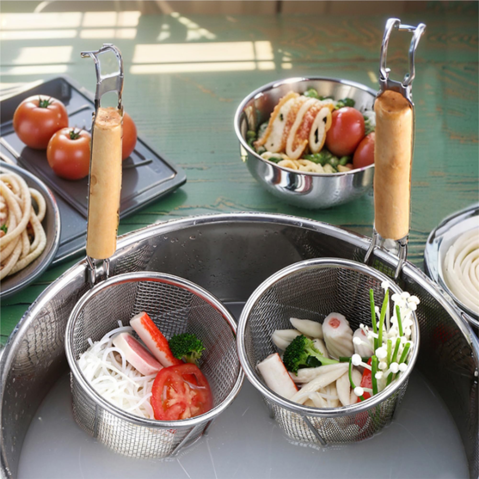 Amazon｜Gatoer 2つ 湯切り 業務用 ラーメンてぼ キッチン用品 うどん