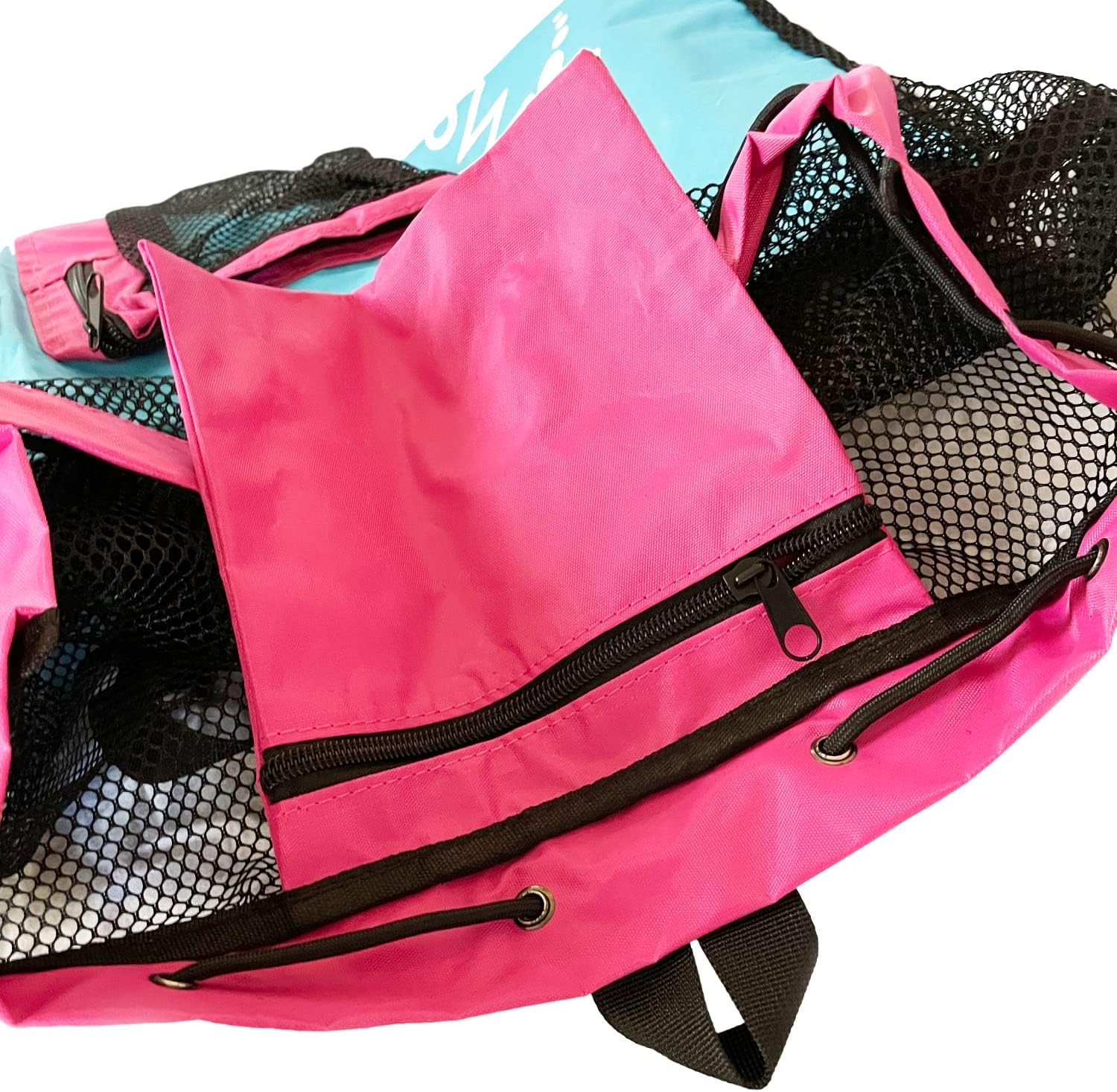Swimz Elite Club Mesh Backpack - Blue/Pink, Large Swimming mesh Bag, Blue / Pink - Image 5