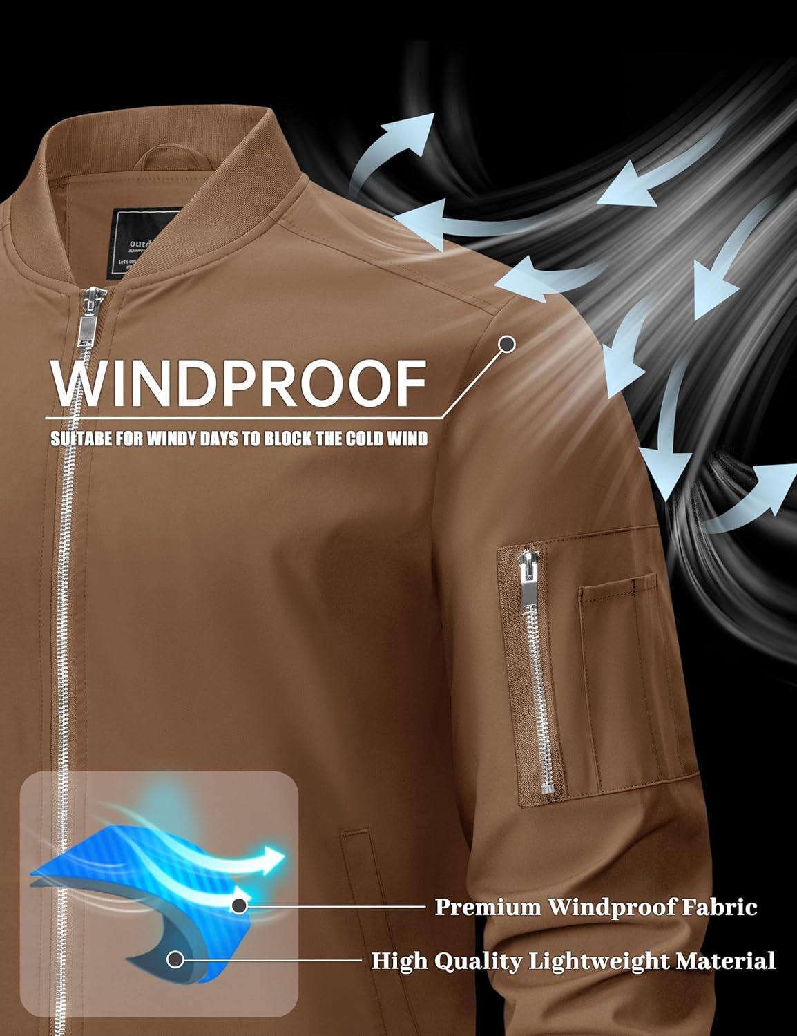 MAGNIVIT Men's Lightweight Bomber Jacket Windbreaker Casual Fall Spring Outdoor Coat - Image 4