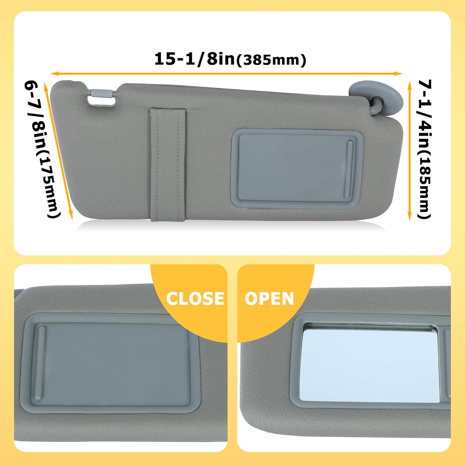 KUAFU Pair Sun Visor Set Compatible with 2007-2011 Toyota Camry for Models with Or Without sunroof for Models Without Light Driver and Passenger Side