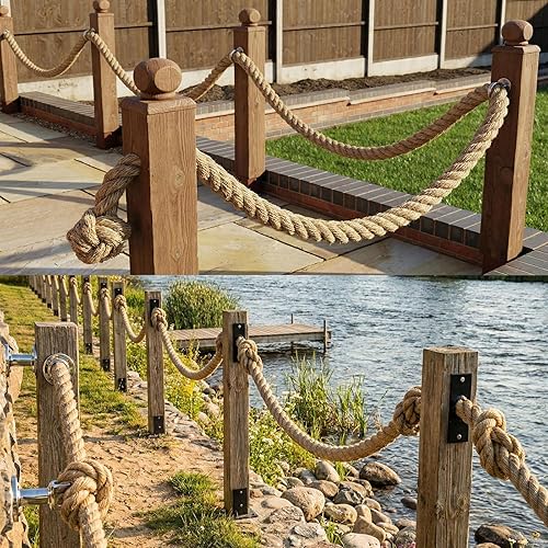 Miniatura 5 de Cuerda de manila trenzada (34 pulgadas x 50 pies), cuerda de cáñamo gruesa de yute natural para manualidades, cama oscilante, barandilla, decoración