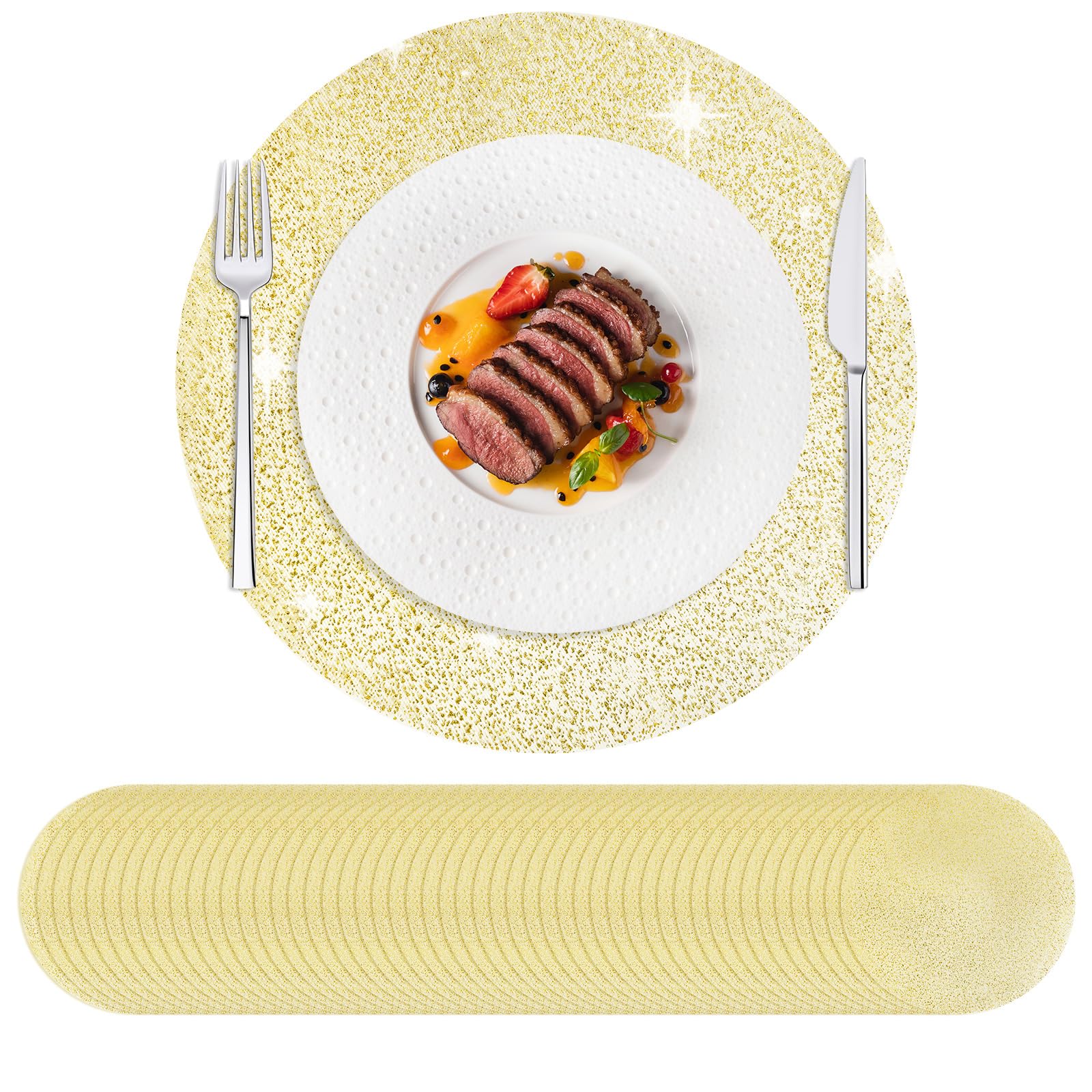Napperons dorés ultra-fins jetables Hysenm, lot de 100 pièces grand format pour grands banquets