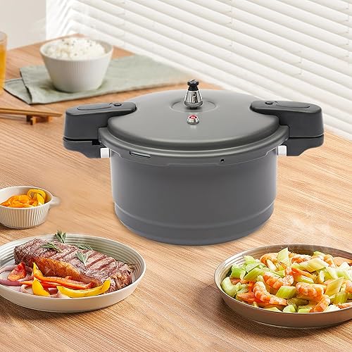 Miniatura 4 de Olla a presión y recipiente de 9.5 cuartos de galón, aluminio anodizado duro, para todas las estufas (inducción, gas, eléctrica), con sistema de 3