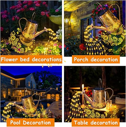 Miniatura 7 de YJFWAL Regadera Solar con Luces, Regalos Únicos para Navidad Mamá Abuela Mujeres Cumpleaños, Regalos de Jardinería Impermeables Regadera con Luces