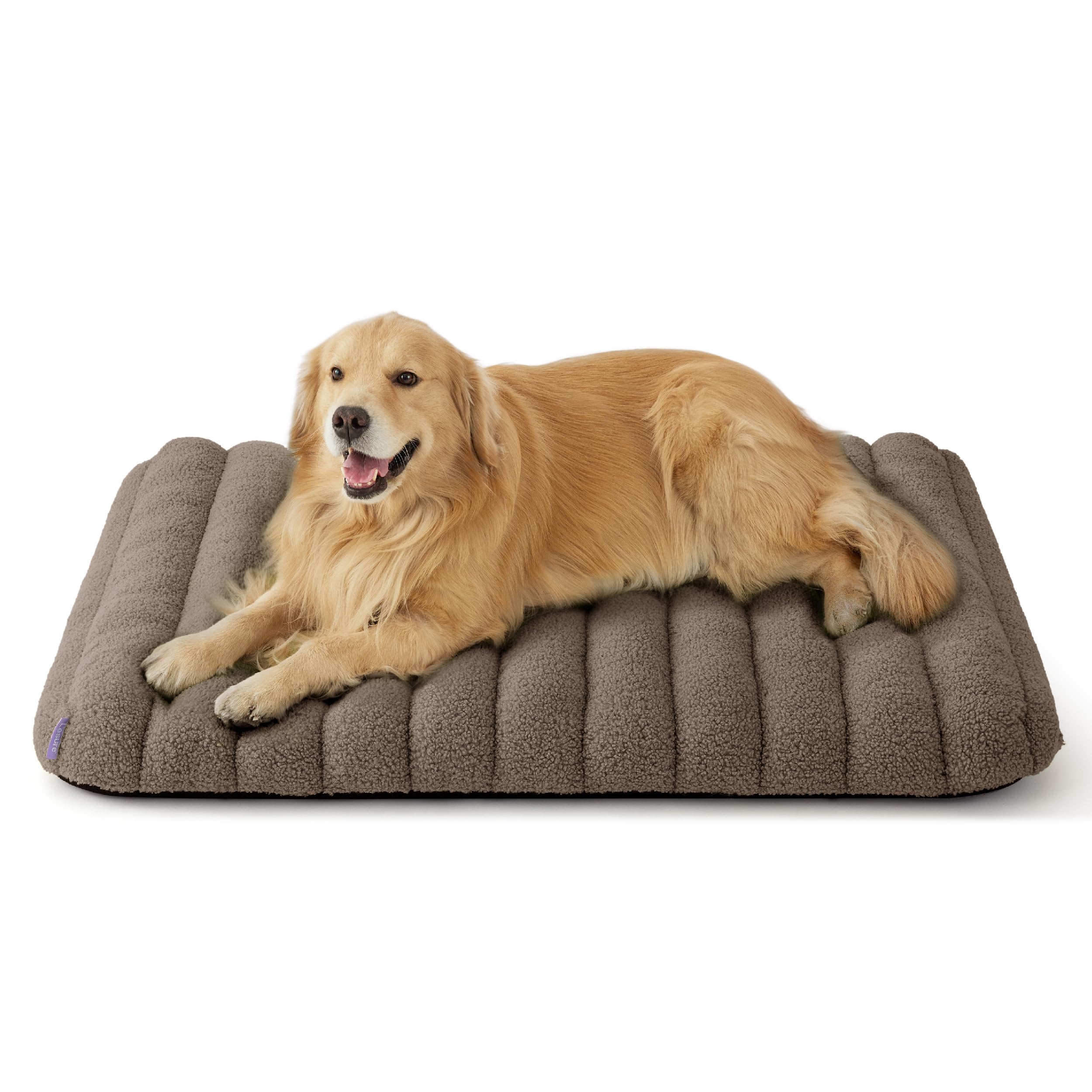 LE SURE Cute Orthopedic Dog Bed for Extra Large Dogs, XL Waterproof Chic Flat Pet Beds with Removable Washable Cover, Fuzzy Thick Egg Crate Foam Pet Mat for Indoor Use (44" x 32", Brown)