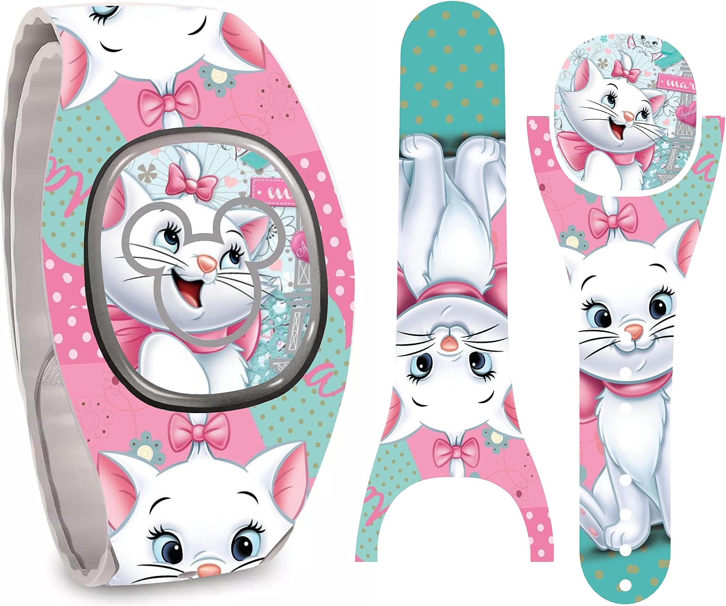 Purrrrrty White Kitten Magic Band + Skin Vinyl Decal Wrap Compatible with MagicBand+ (New 2022 Release)
