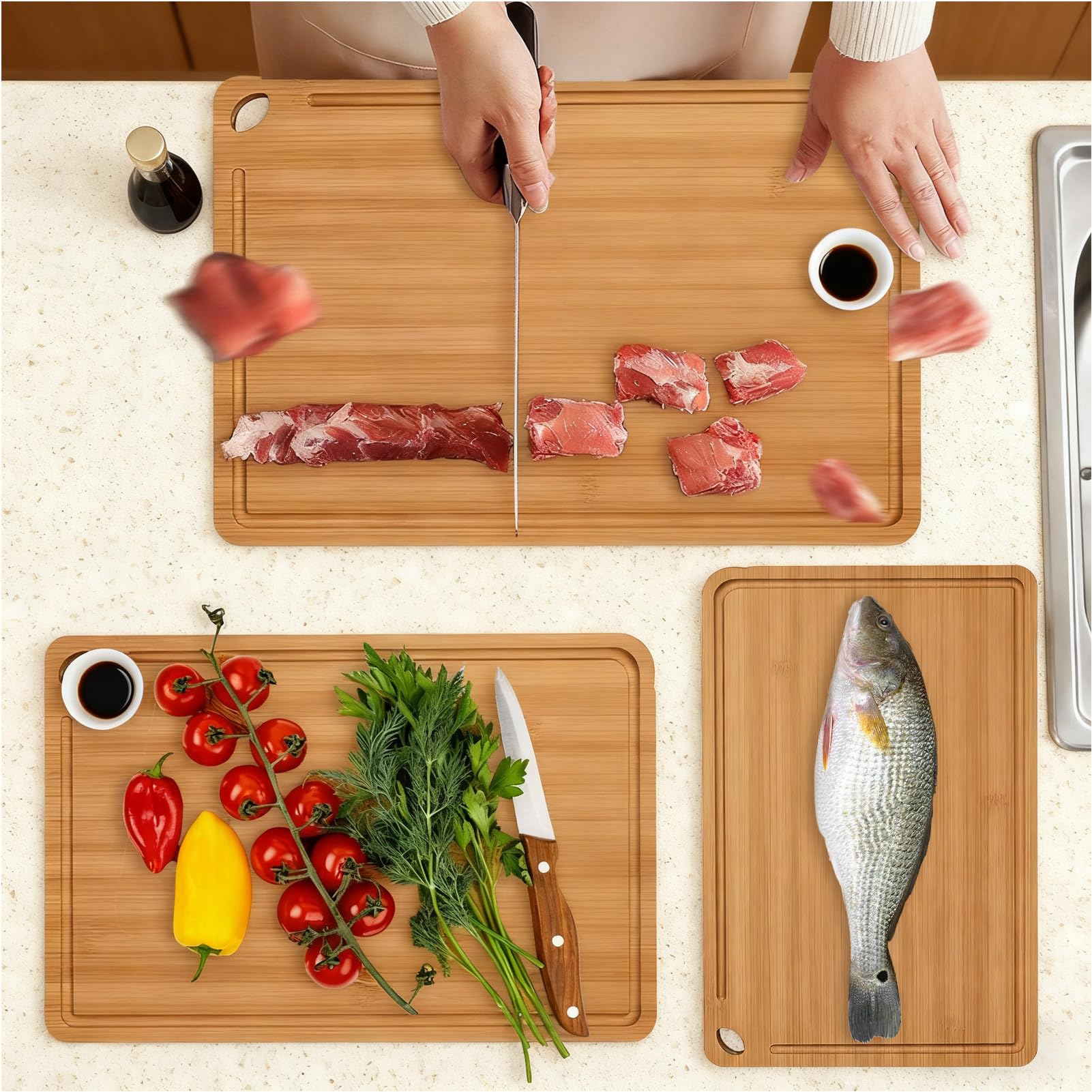 Tagliere in legno: tagliere antiscivolo per la preparazione dei cibi, tappetino da taglio facile da pulire, utensile da cucina versatile, accessorio da cucina versatile per la casa e il resto