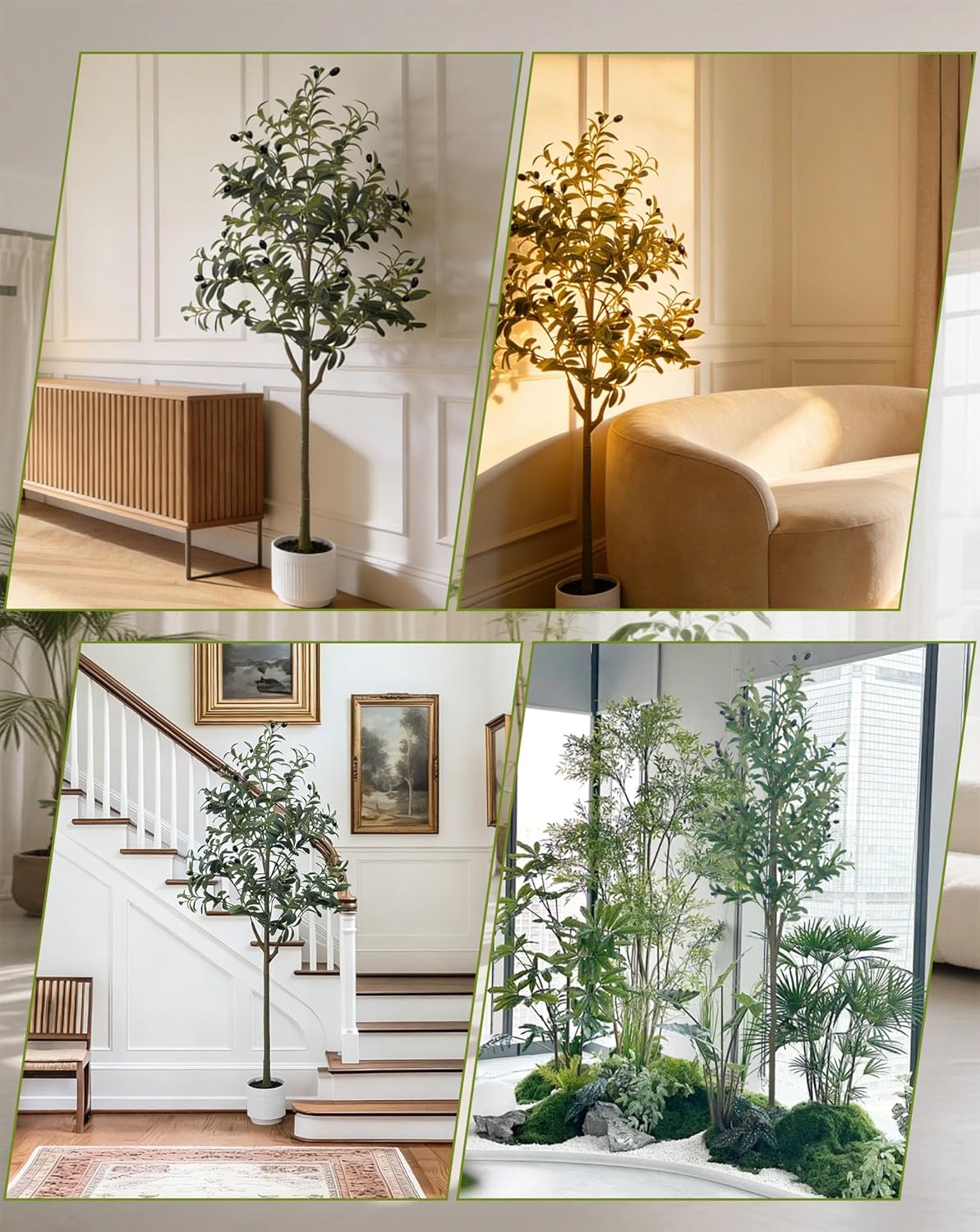 5FT Artificial Olive Tree, Indoor Faux Olive Trees with White Planter, Large Fake Olive Silk Tree with Realistic Wood Trunk and Olive Fruits for Living Room Office Home Decor