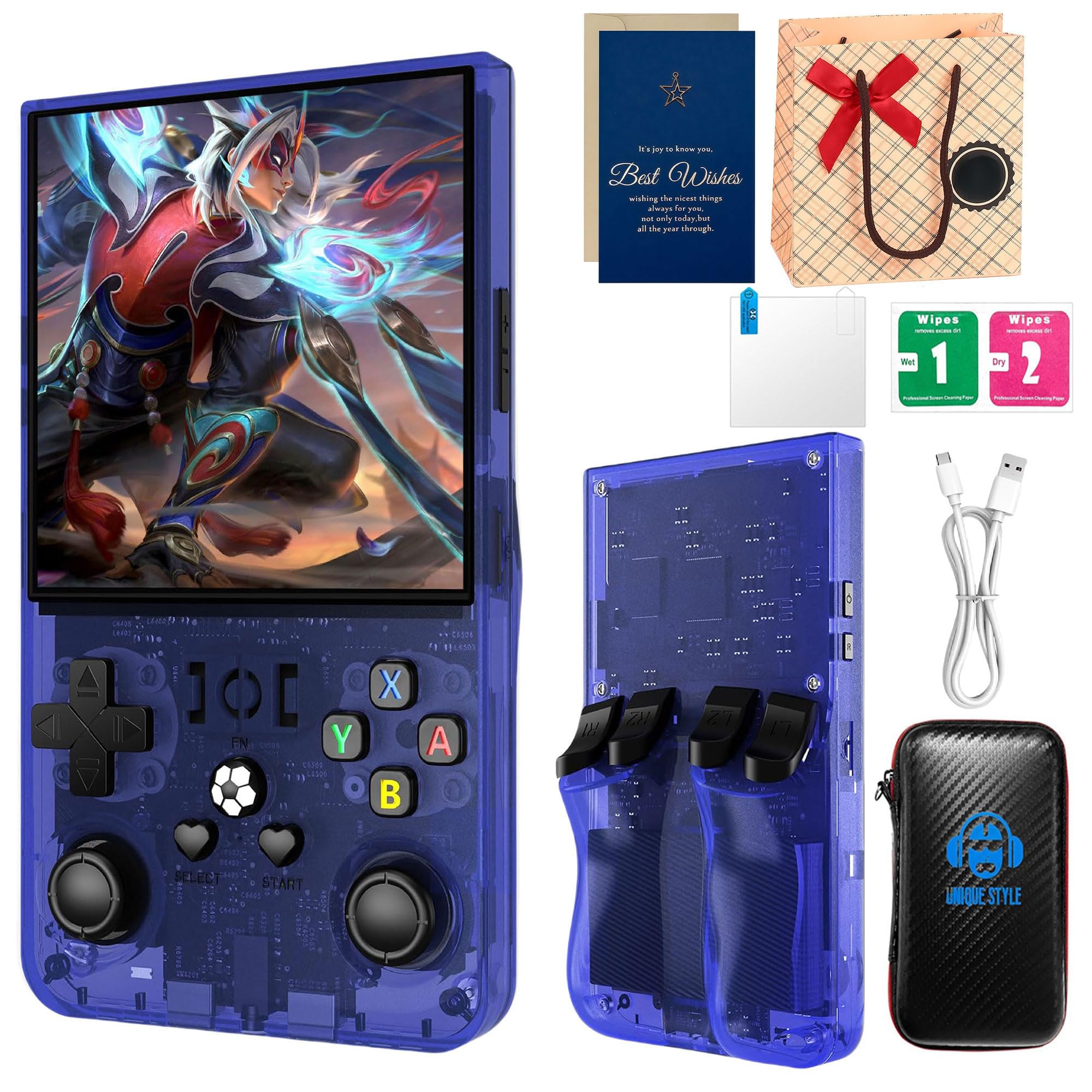 R36MAX Retro Handheld Game Console,4.0" HD IPS Screen,Open Source Linux System,21000+Preloaded Games,128GB Memory,4000mAh Battery Portable Gaming with