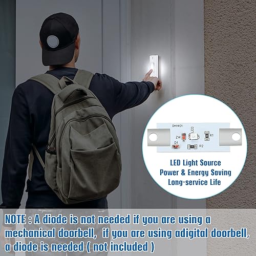 Miniatura 5 de 2 botones de timbre iluminados, botones de timbre de puerta con cable, timbre de puerta LED, interruptor de timbre montado en la pared, botón de