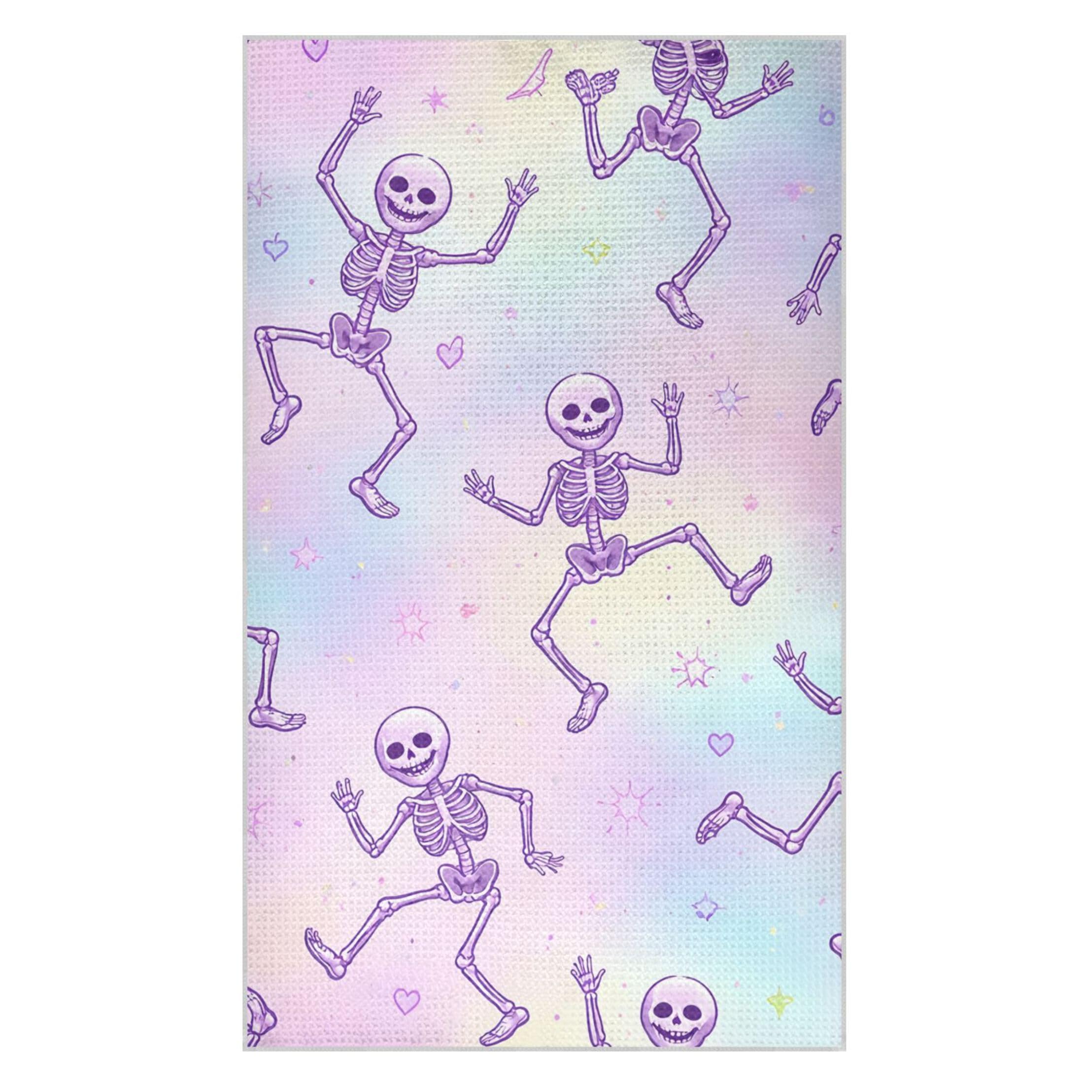 Kutsu Skeletons Waffle Weave Kitchen Towels Absorbent Quick Drying Dish Towels for Kitchen, Decorative Tea Towel, 18x30 in