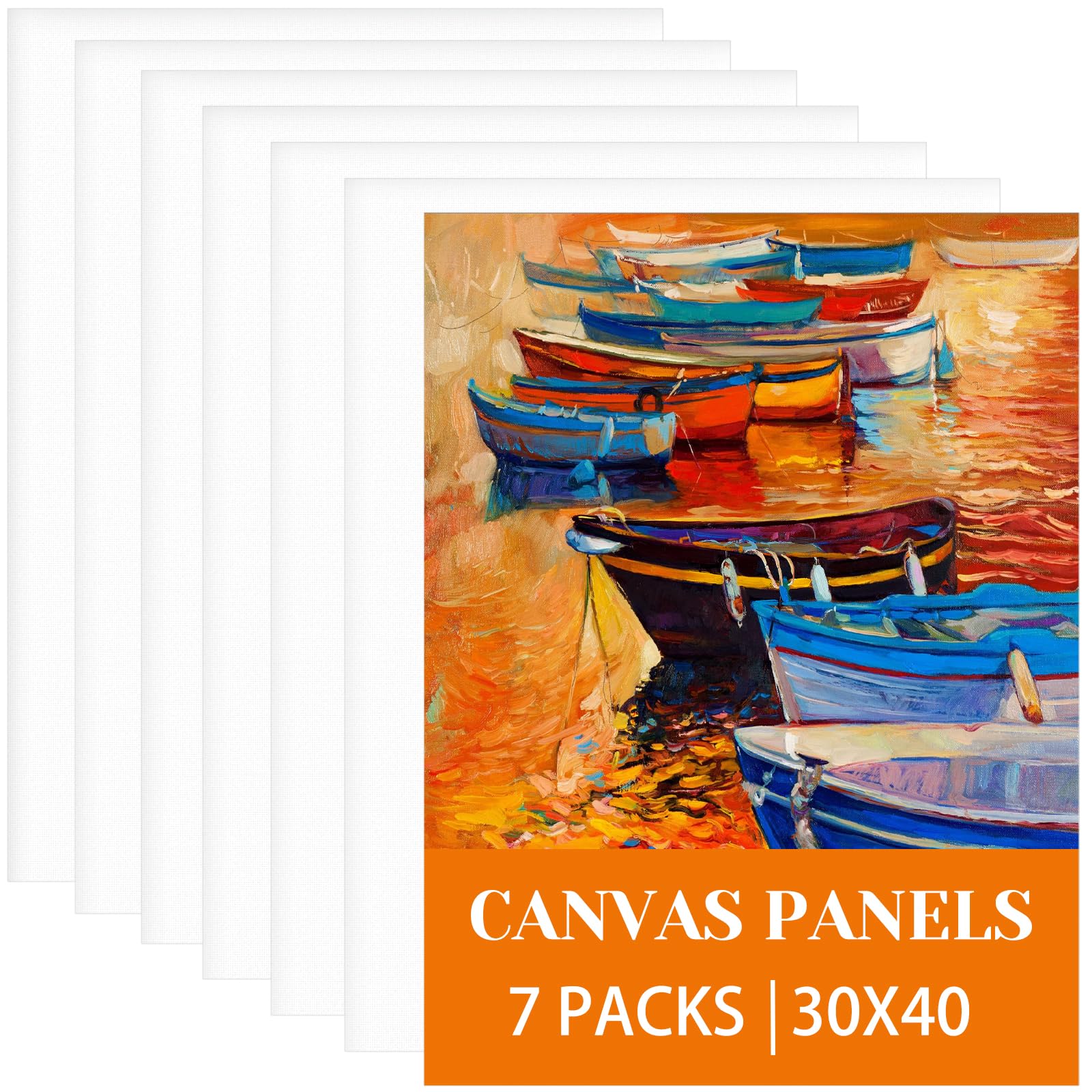 Koncci 30x40cm Canvas for Painting 3mm 7 pcs, A3 Canvas Board, Triple Primed, Cotton Acid-Free Canvases for Acrylic & Oil & Watercolor, for Professional Artist, Hobby Painters & Beginners
