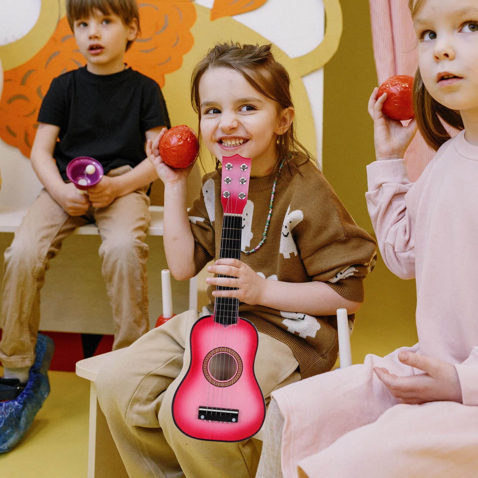 Guitarra Infantil Rosa de Madera 21 Pulgadas para Niños
