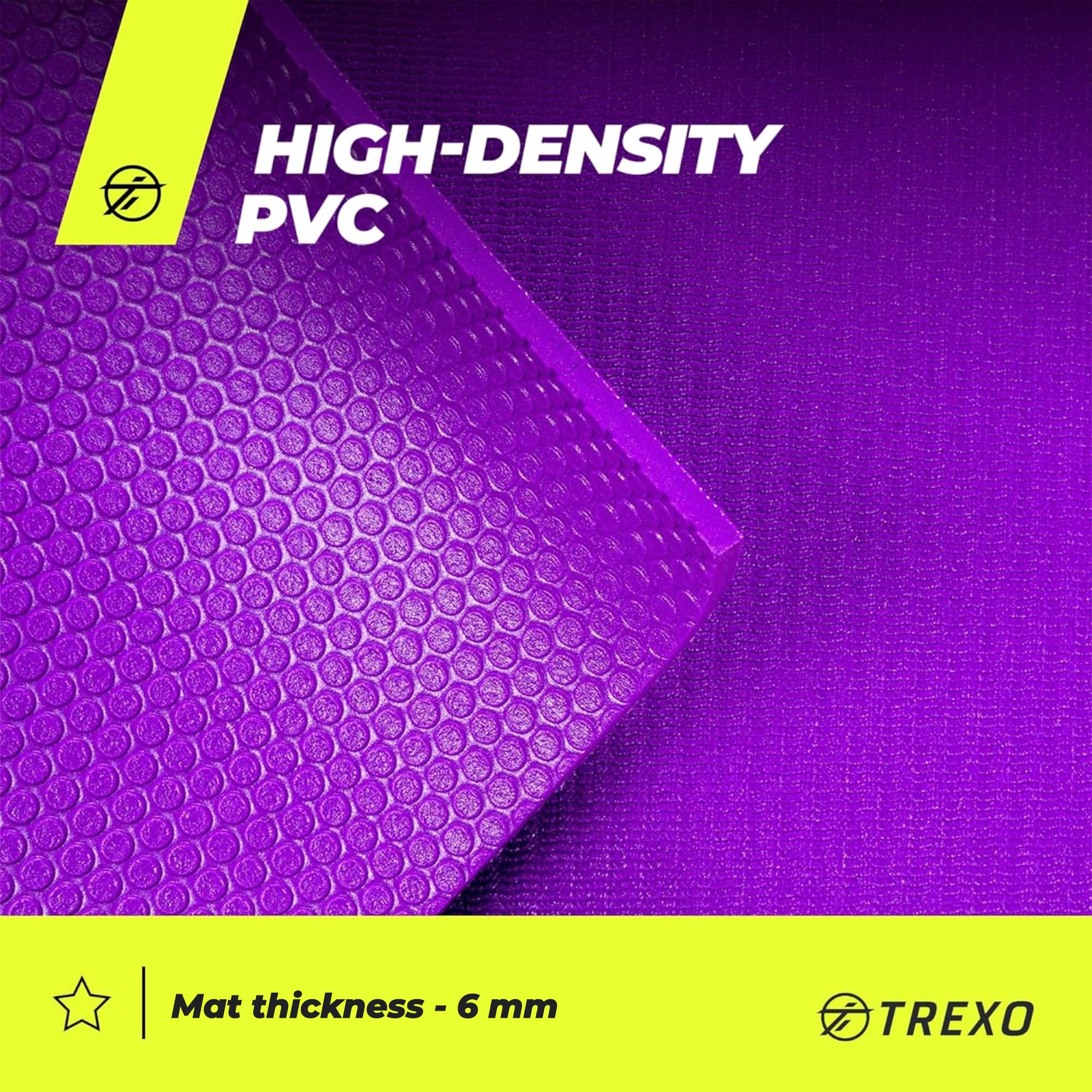 TREXO Tapis D'entraînement Professionnel Noir 100 X 50 Cm - En PVC Durable Et Stable - Extensible - Idéal Pour Le Yoga, Le Pilates, La Musculation - 10 Mm D'épaisseur