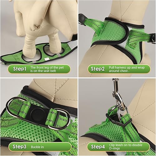 Miniatura 97 de YIMEIS - Juego de arnés de malla suave y correa, para perros pequeños y gatos, chaleco reflectante ajustable para cachorros, (talla XS, negro)