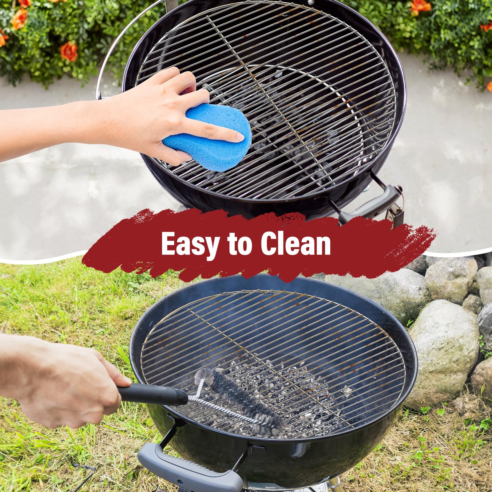 Griglia per Barbecue Rotonda in Acciaio Inossidabile Ø54,5 cm per griglia weber 57 cm, pezzi di ricambio per griglia tonda per barbecue weber 57 cm, One-Touch, Master-Touch - non pieghevole