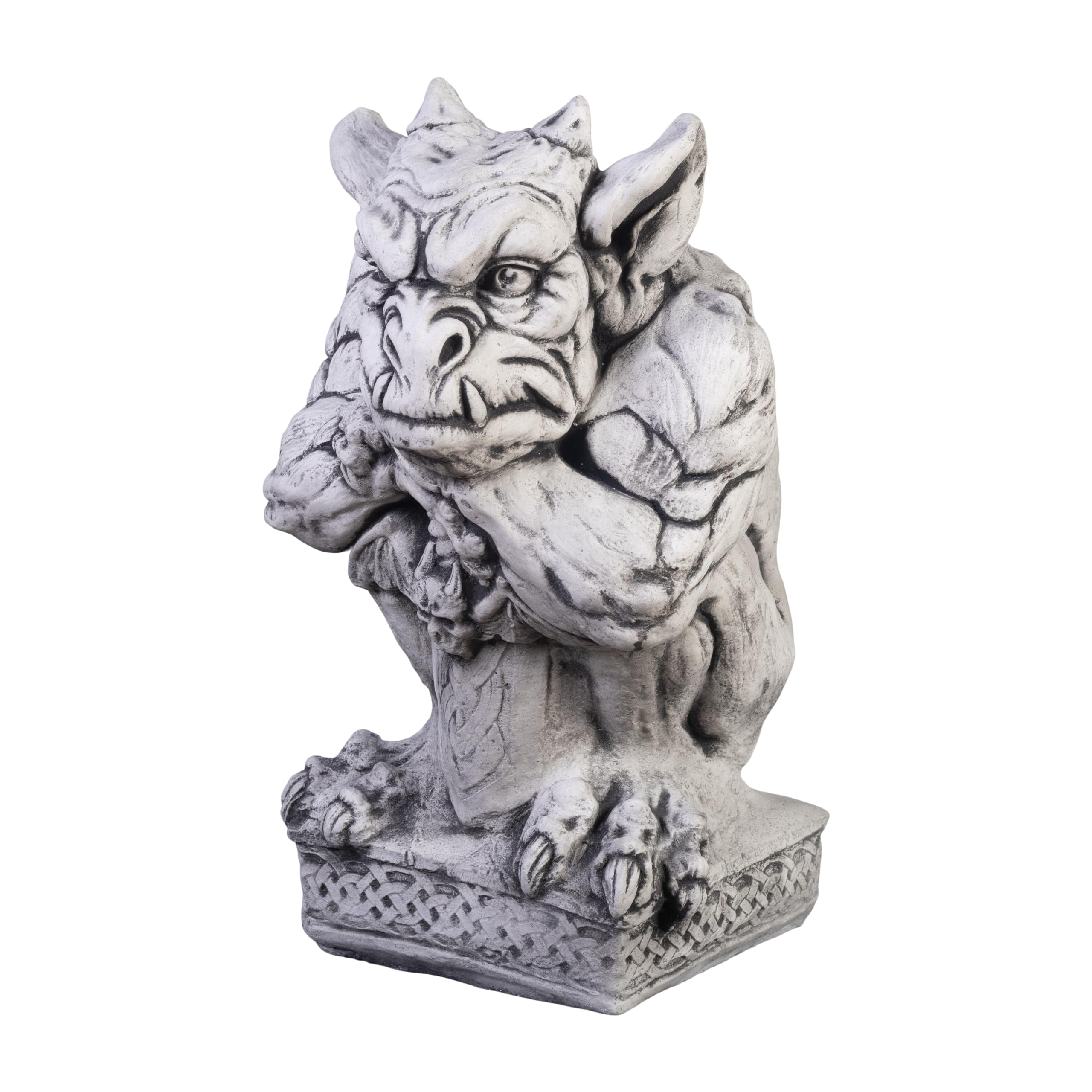 gartendekoparadies.de Gargoyle with sword, stone figure, H. 39 cm, 19 kg, gray, frost-proof made of cast stone for outdoor use