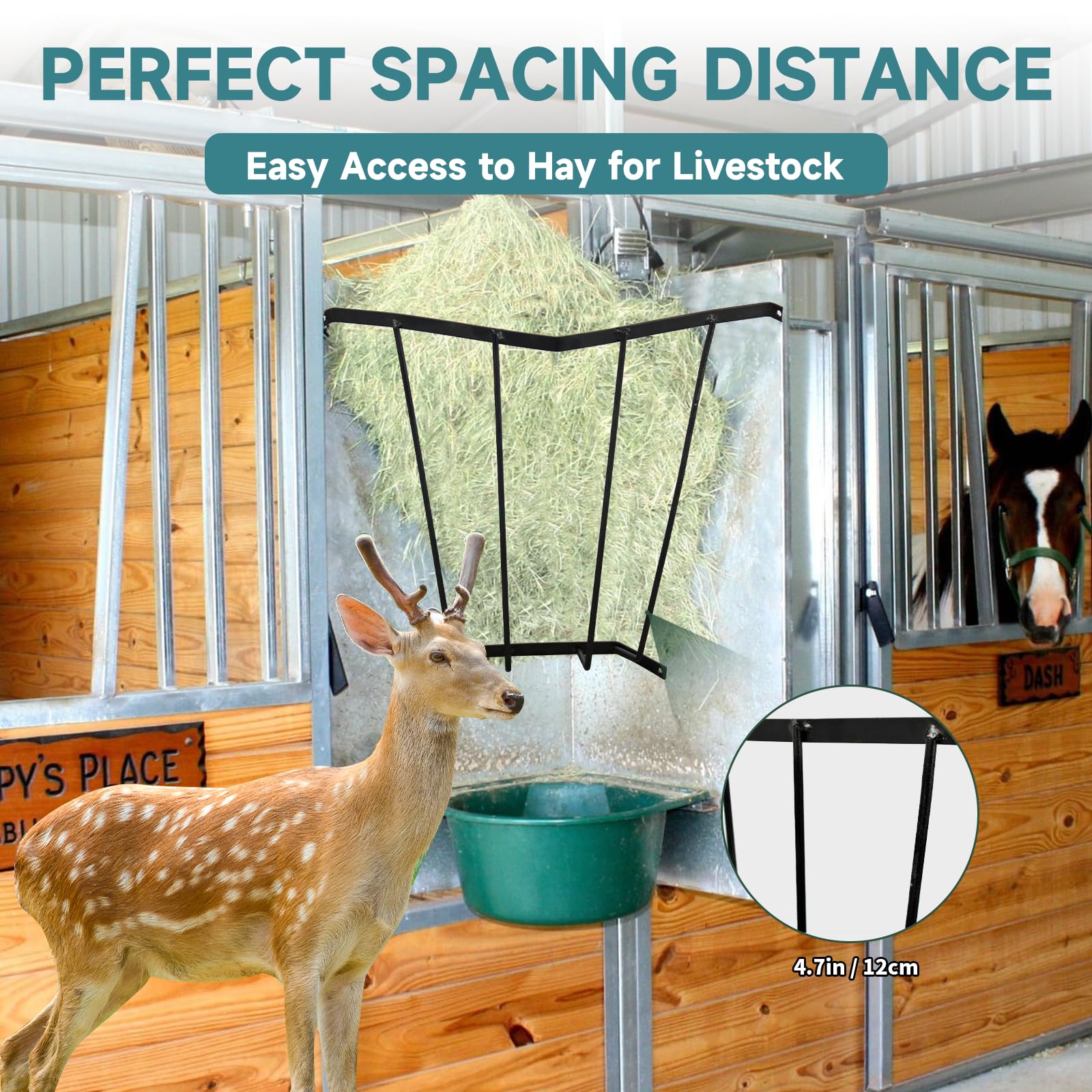 Corner Hay Rack Carbon Steel Hay Feeder Blanket Holder 23.3 x 13.2 x 21.7In Wall Mounted Hay Rack Hay Feeder for Horses Goats Farm Indoor and Outdoor Use - image 4