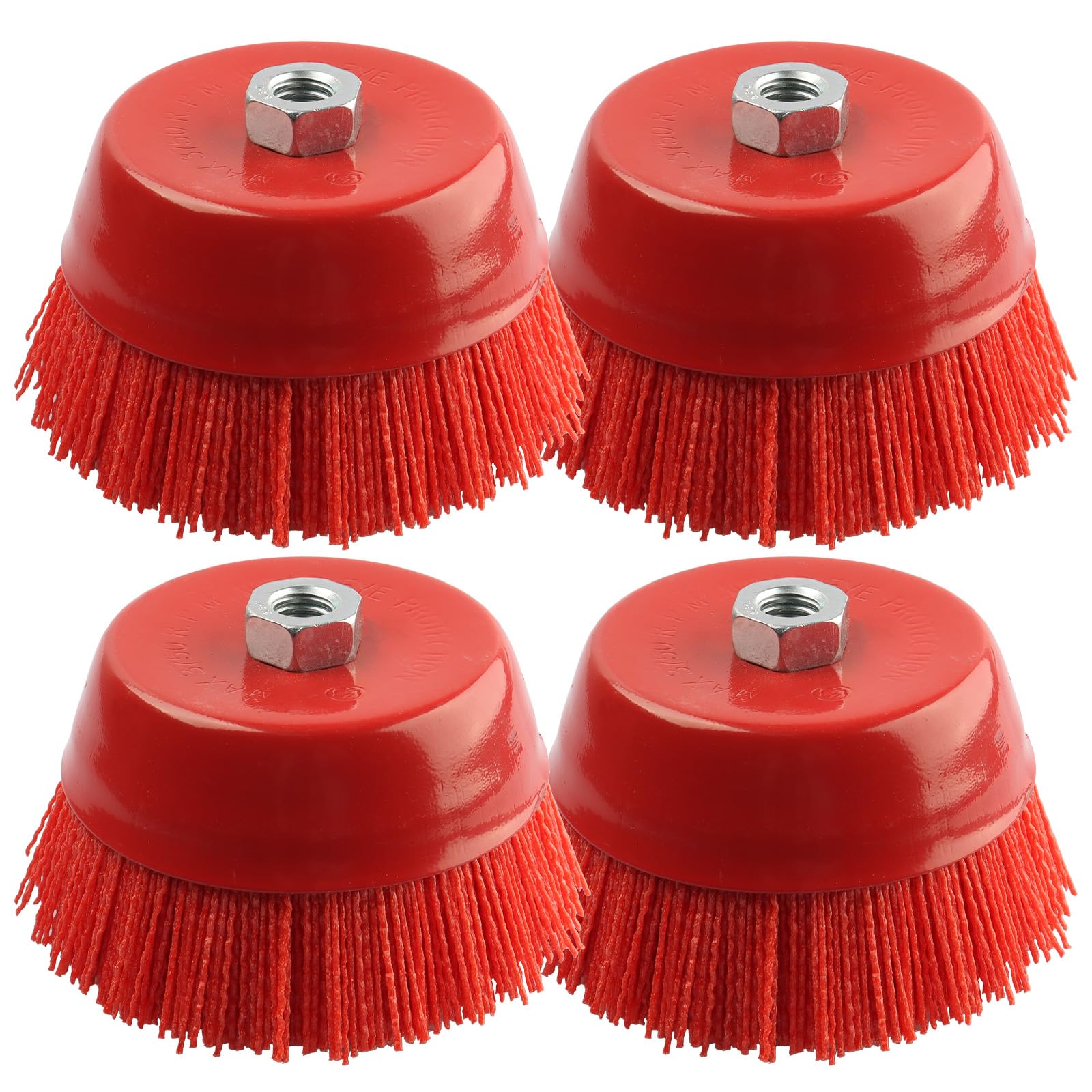 ZORUNNA Nylon Cup Brush for Angle Grinder, 6 Inch Coarse Sanding Scuffing, 5/8" 11 Thread, 4PCS Wire for Drill - Remove Rust, Corrosion, Paint