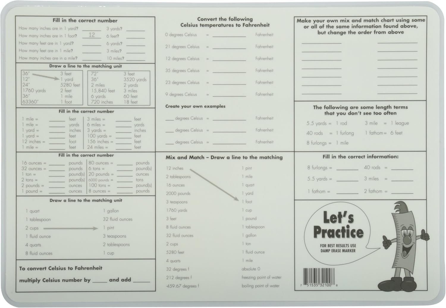 US Weights & Measures Learning Placemat by Painless Learning image 2