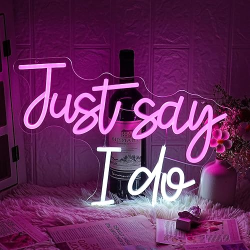 LMSIGNLY Letrero de neón rosa y blanco con texto en inglés Just Say I do (Just Say I do)