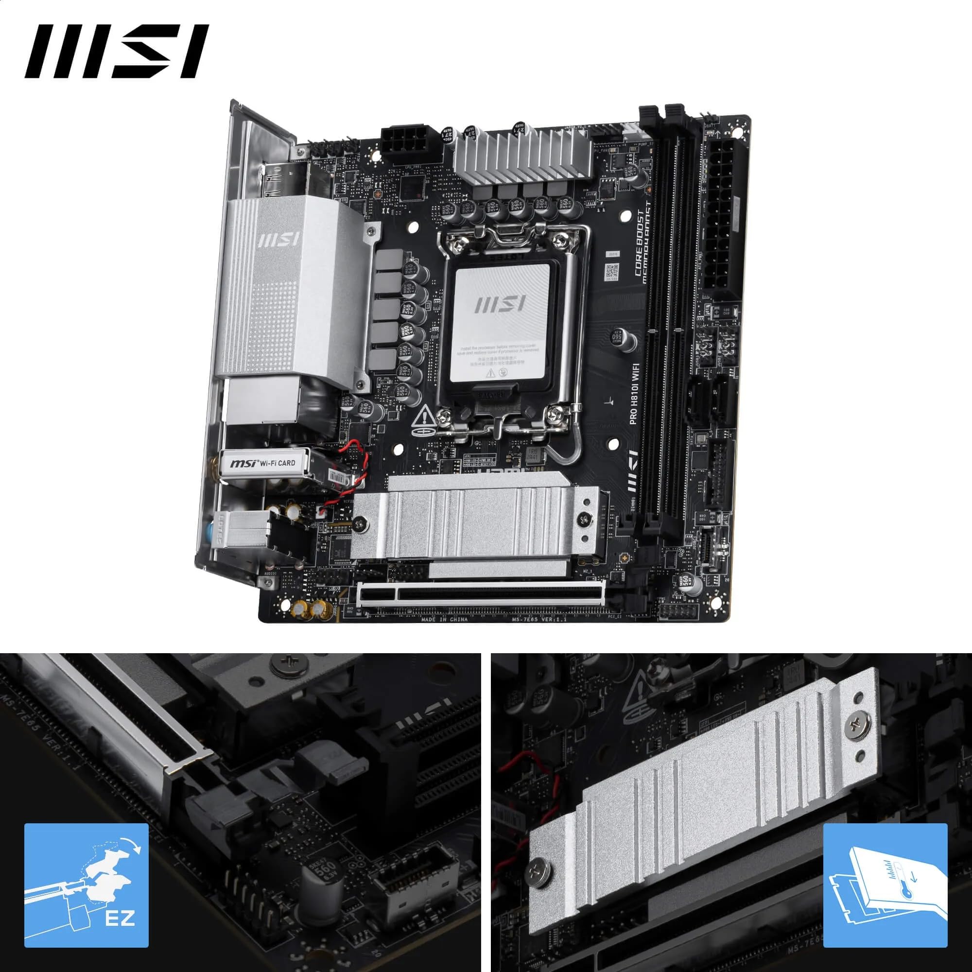 Amazon.com: MSI PRO H810I WiFi Motherboard, ITX - Supports Intel