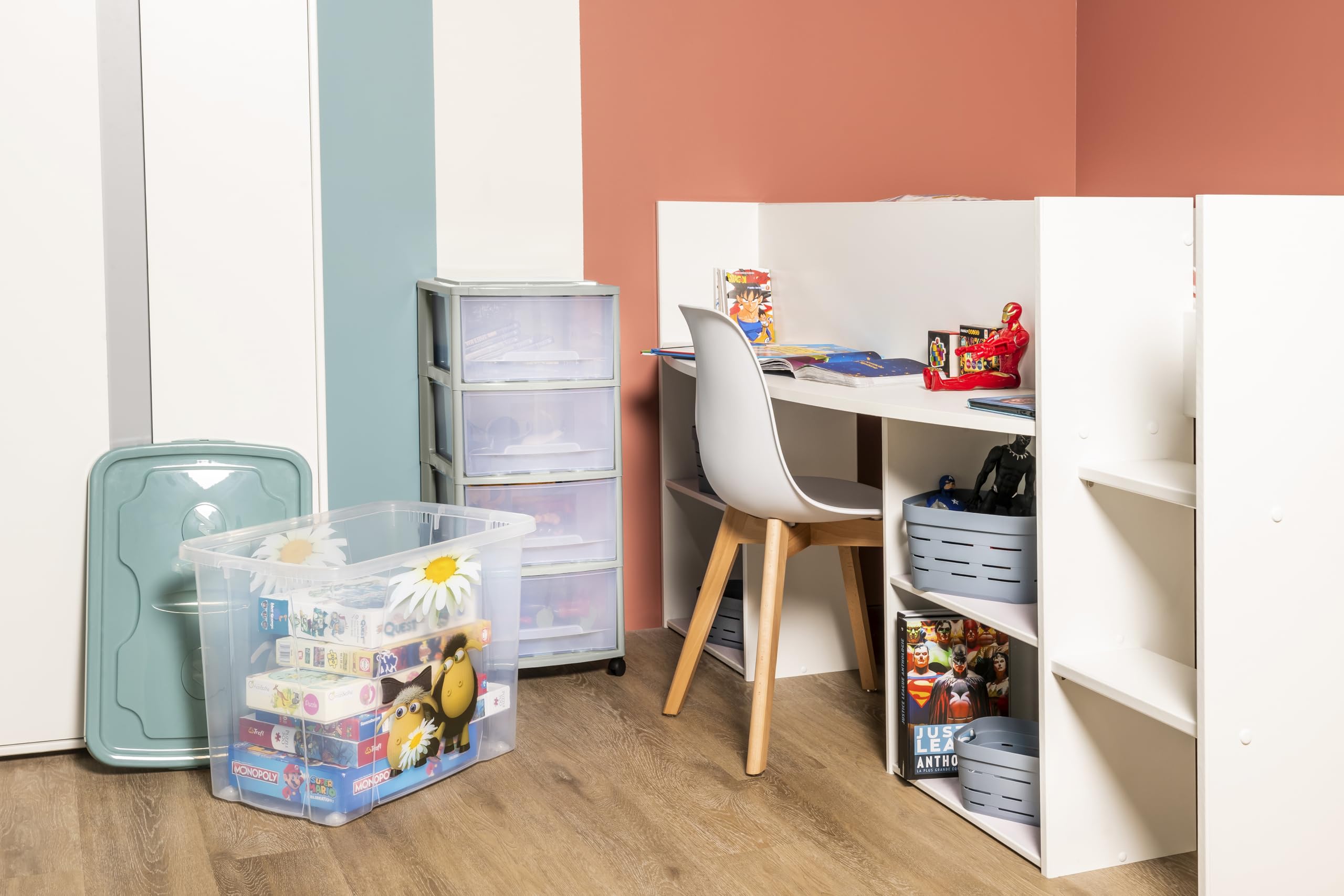 Mand met grepen rond en plastic voering grijs rotan 3 maten – Mahieu Wonen
