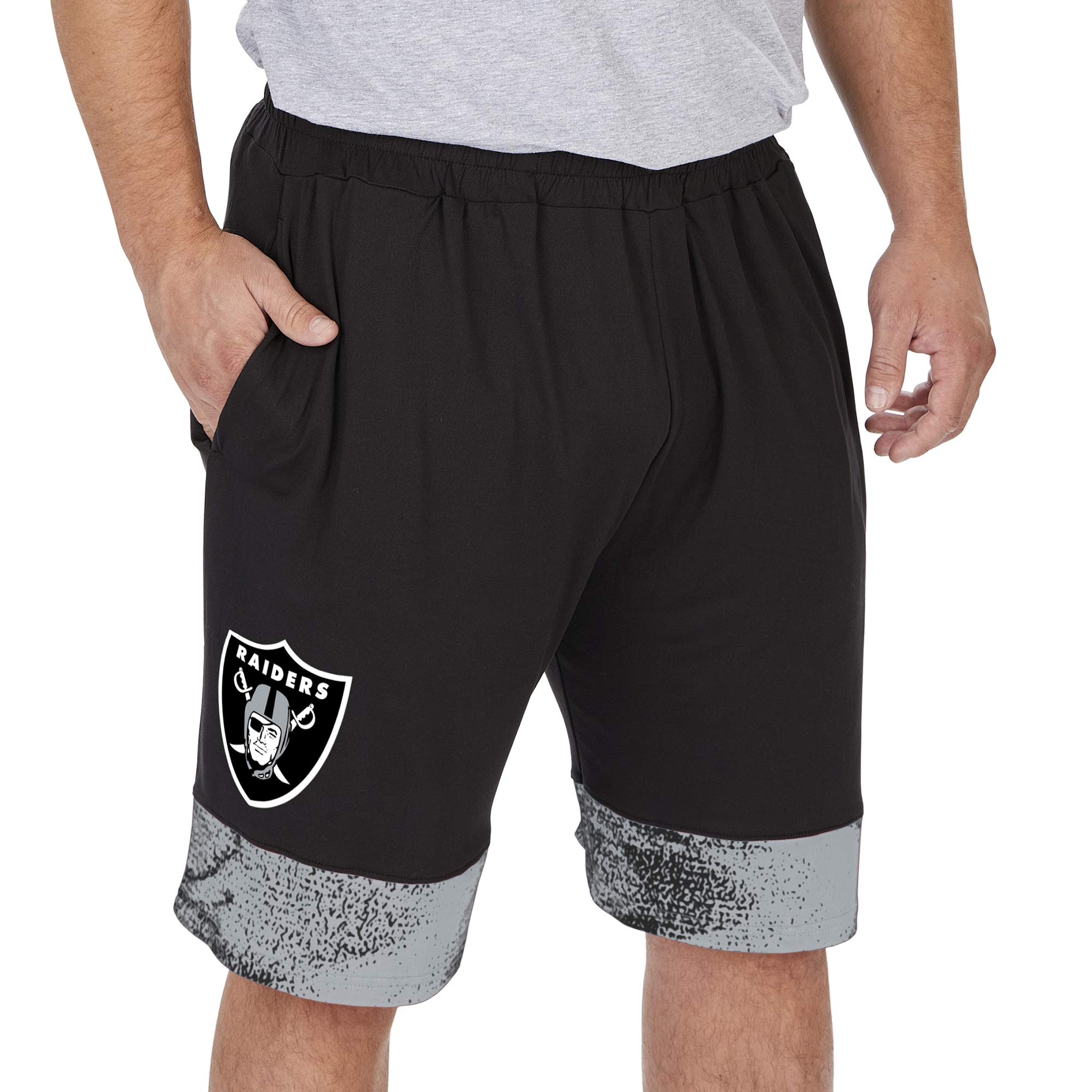 Officially Licensed Zubaz Men's NFL NFL Men's Slider Short with Static Bottom, Las Vegas Raiders, Size X-Large