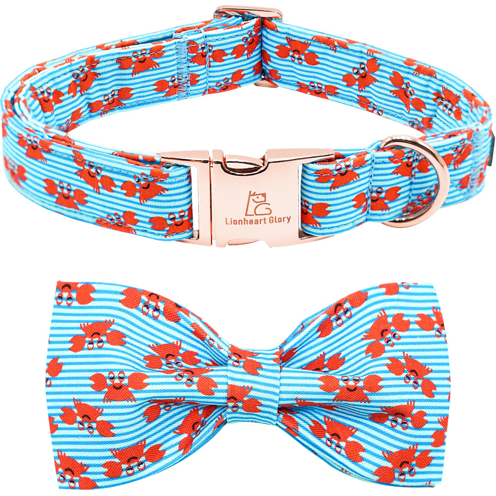 Lionheart Blue Dog Collar - Adjustable Stripe Bow Collar for X-Small Dogs