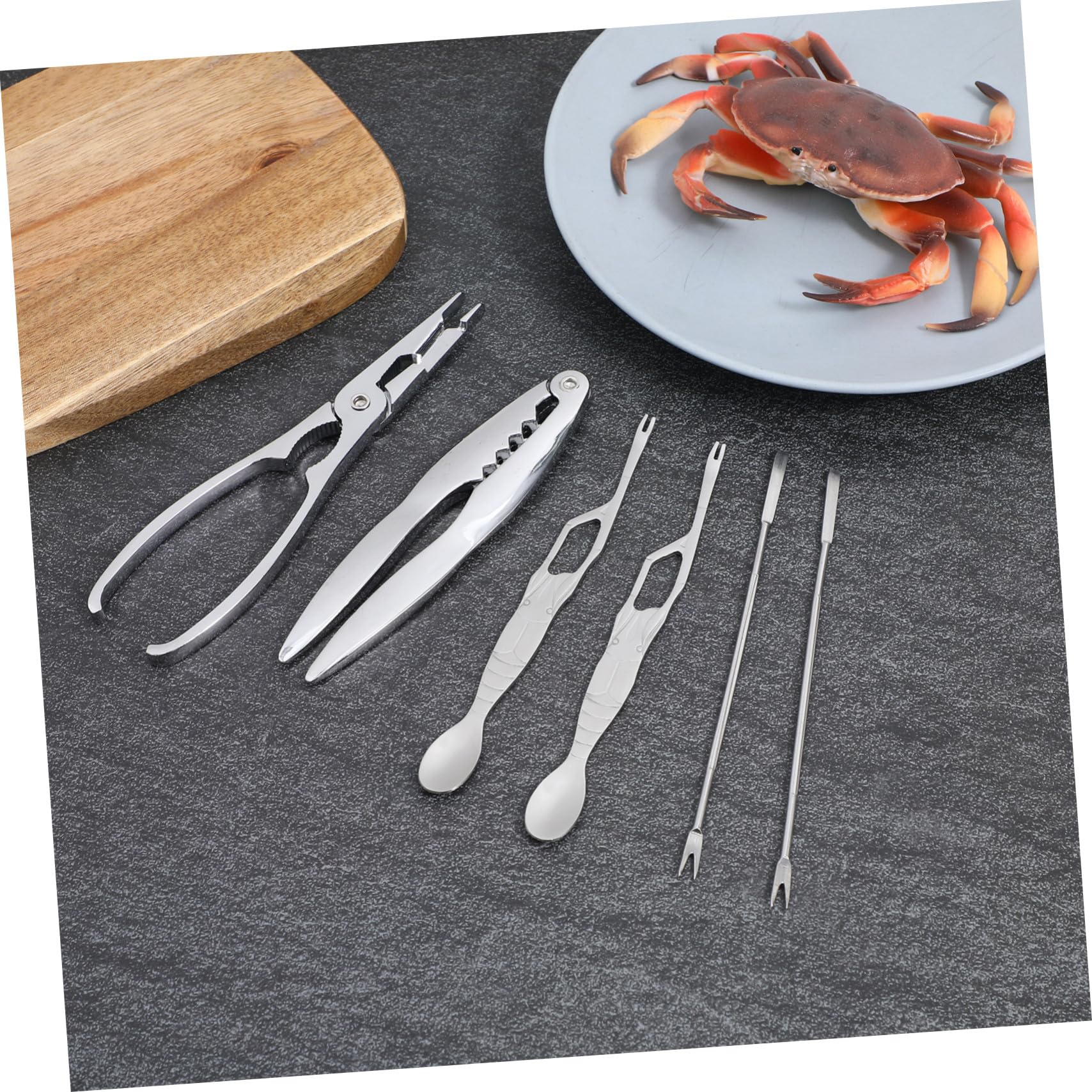 NOLITOY Herramienta para Mariscos de Acero Inoxidable, 6 Piezas, Plata