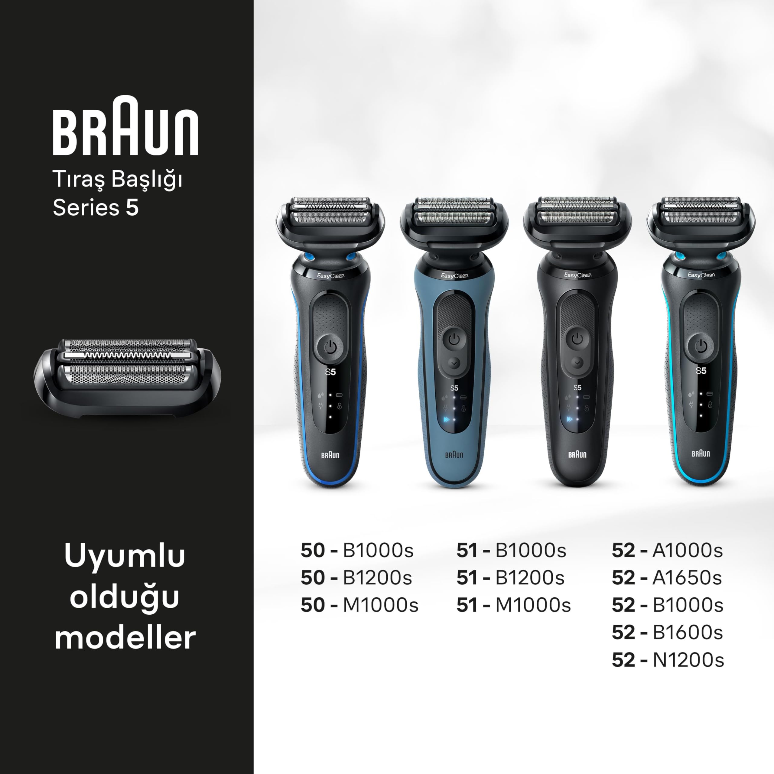 Braun Oryginalna wymienna głowica golarki elektrycznej serii 5, Get Back 100% wydajności, kompatybilna z golarkami 50, 51, 52 generacji, 54B