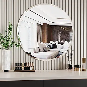 Circle Mirror 28 inch,Frameless Bathroom Mirrors, Round Mirrros for Wall Decor, Circular Mirror,Bathroom Vanity Mirrors