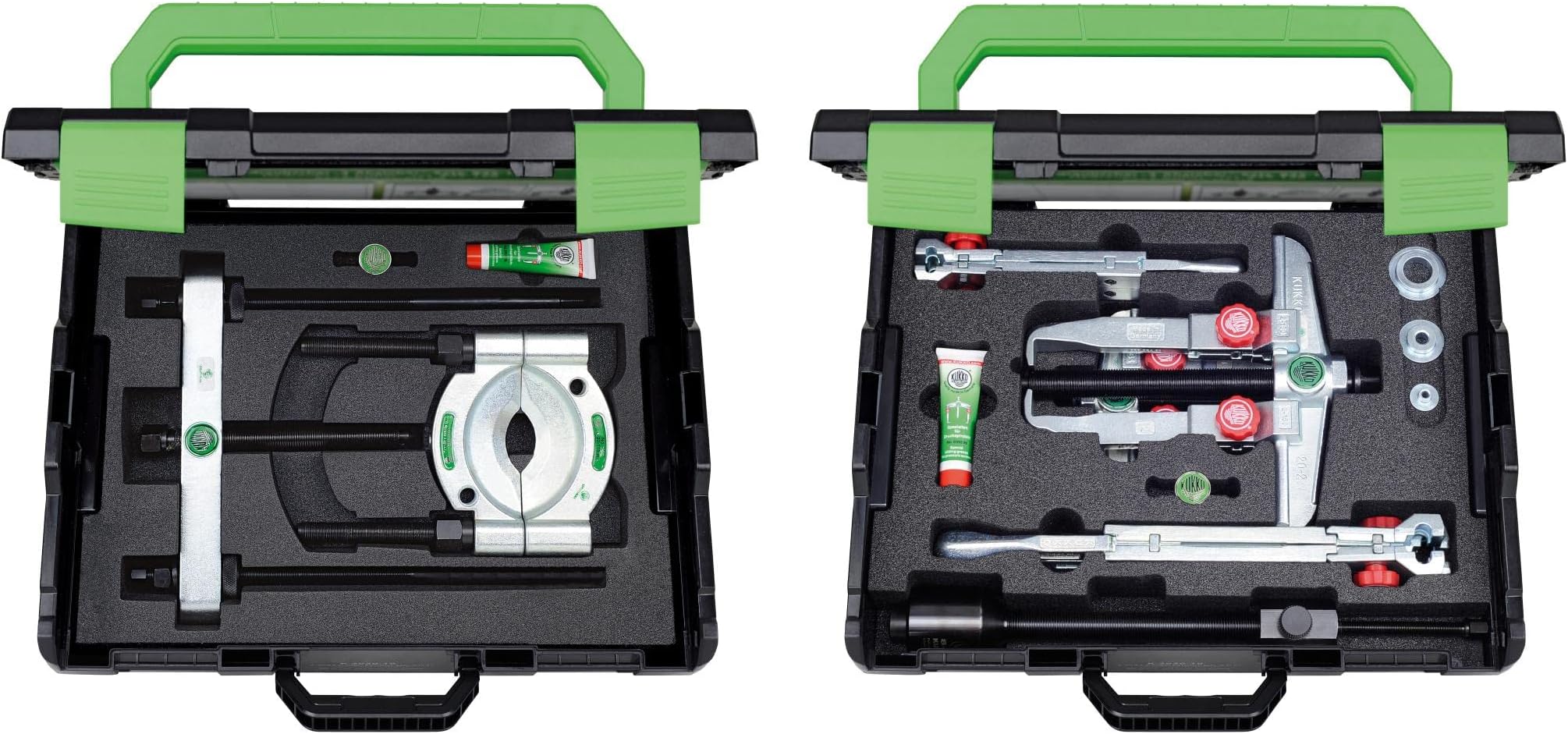KUKKO K-20-15 - Juego de Extractor de rodamientos 2 Patas + separador + Patas largas + prensa hidráulica Auxiliar