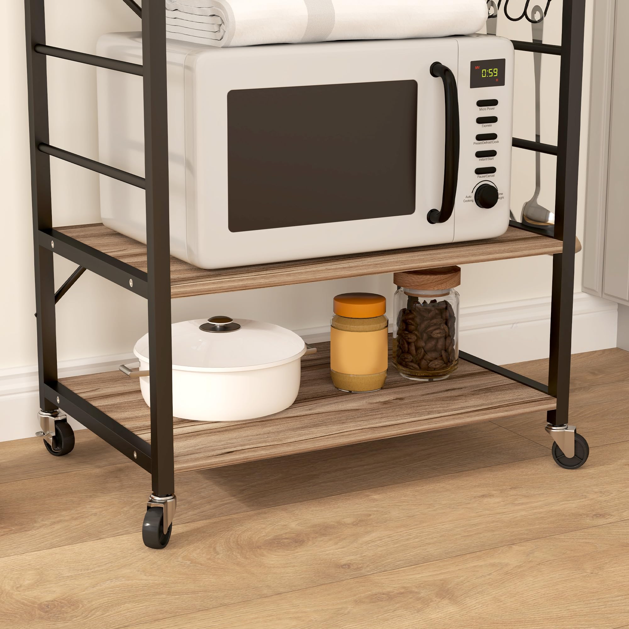 HOMCOM Scaffale da Cucina a 3 Livelli Stile Industriale 60x40x84 cm Teak