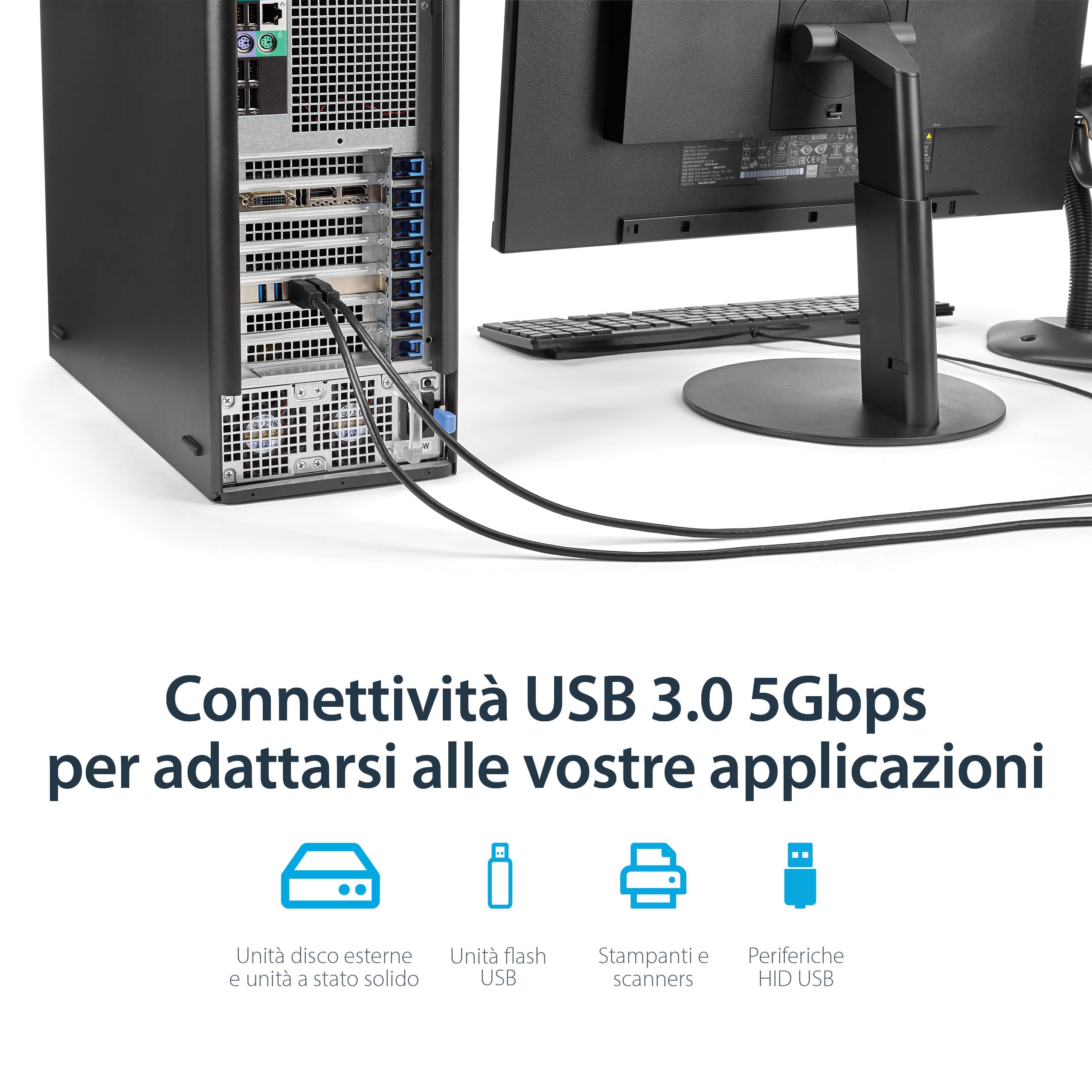 StarTech Scheda PCIe USB 3.0 4 Porte, 5Gbps, UASP (PEXUSB3S44V) | USB 3.2 Gen 1, Alimentazione SATA e LP4, Scheda di Espansione