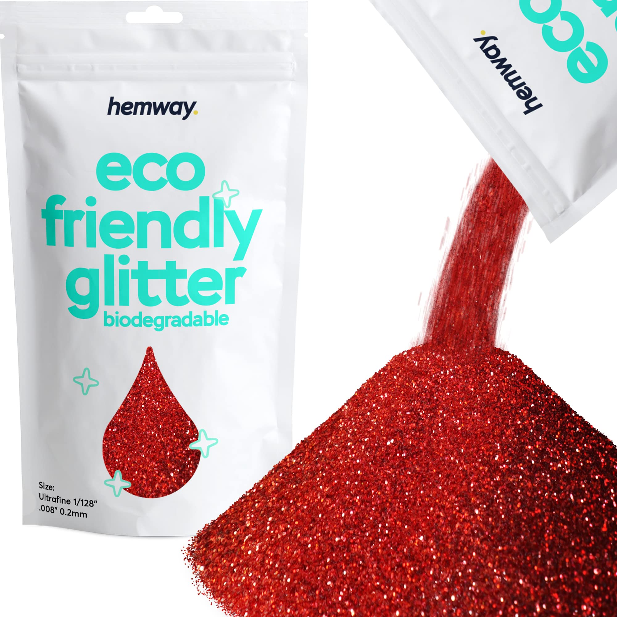 Eco Friendly Biodegradable Glitter, Red Holographic, Ultrafine (1/128" 0.008" 0.2mm)