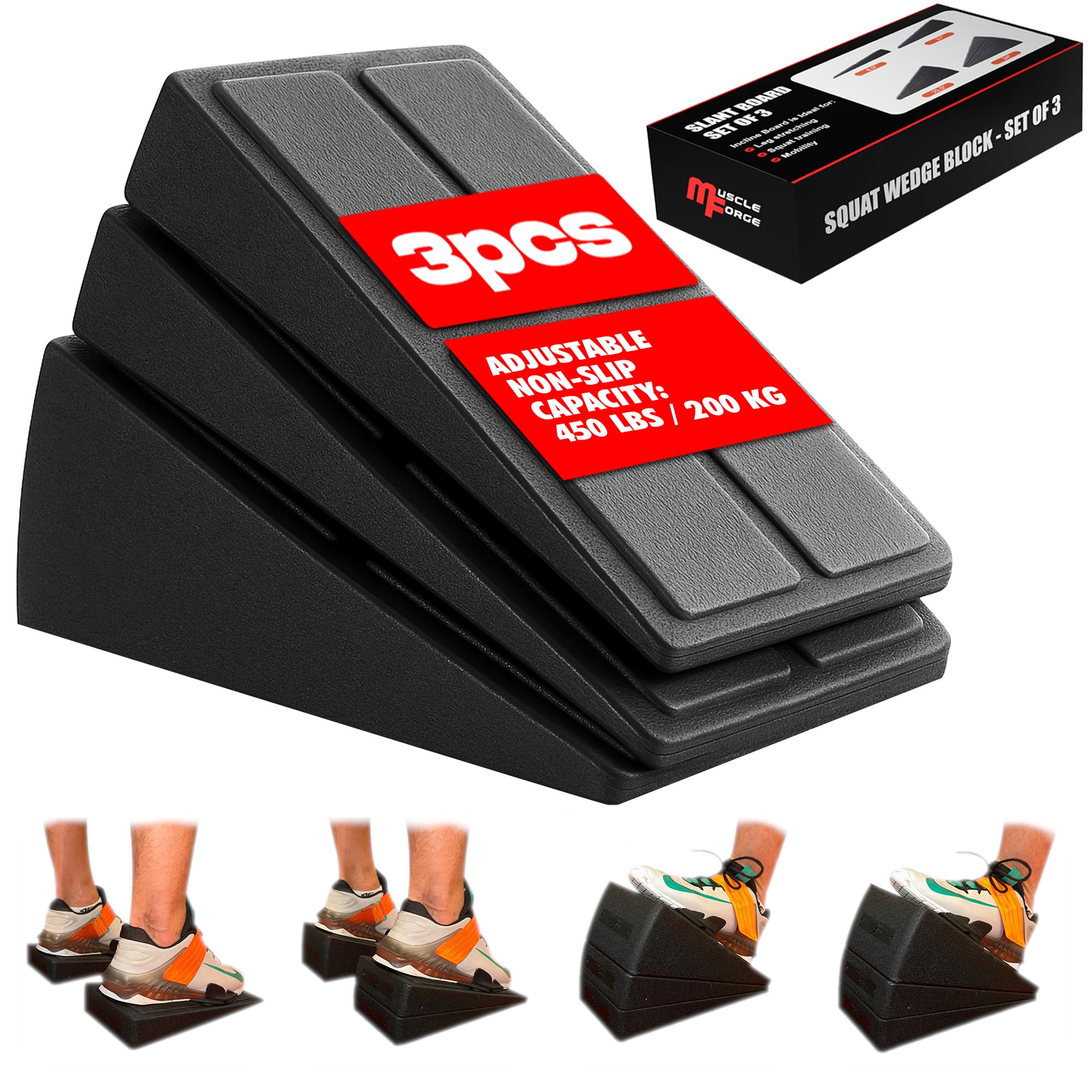 Squat Wedge Block - Calf Stretcher for Stretching, Agility and Squat Training - Slant Board for Mobilisation