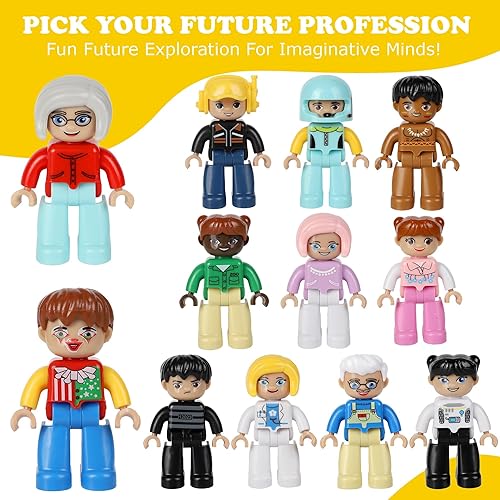 Miniatura 5 de Figuras magnéticas grandes para niños, 3 pulgadas, juego magnético compatible con Lego, 12 piezas de juguetes magnéticos para niños a partir de 3,